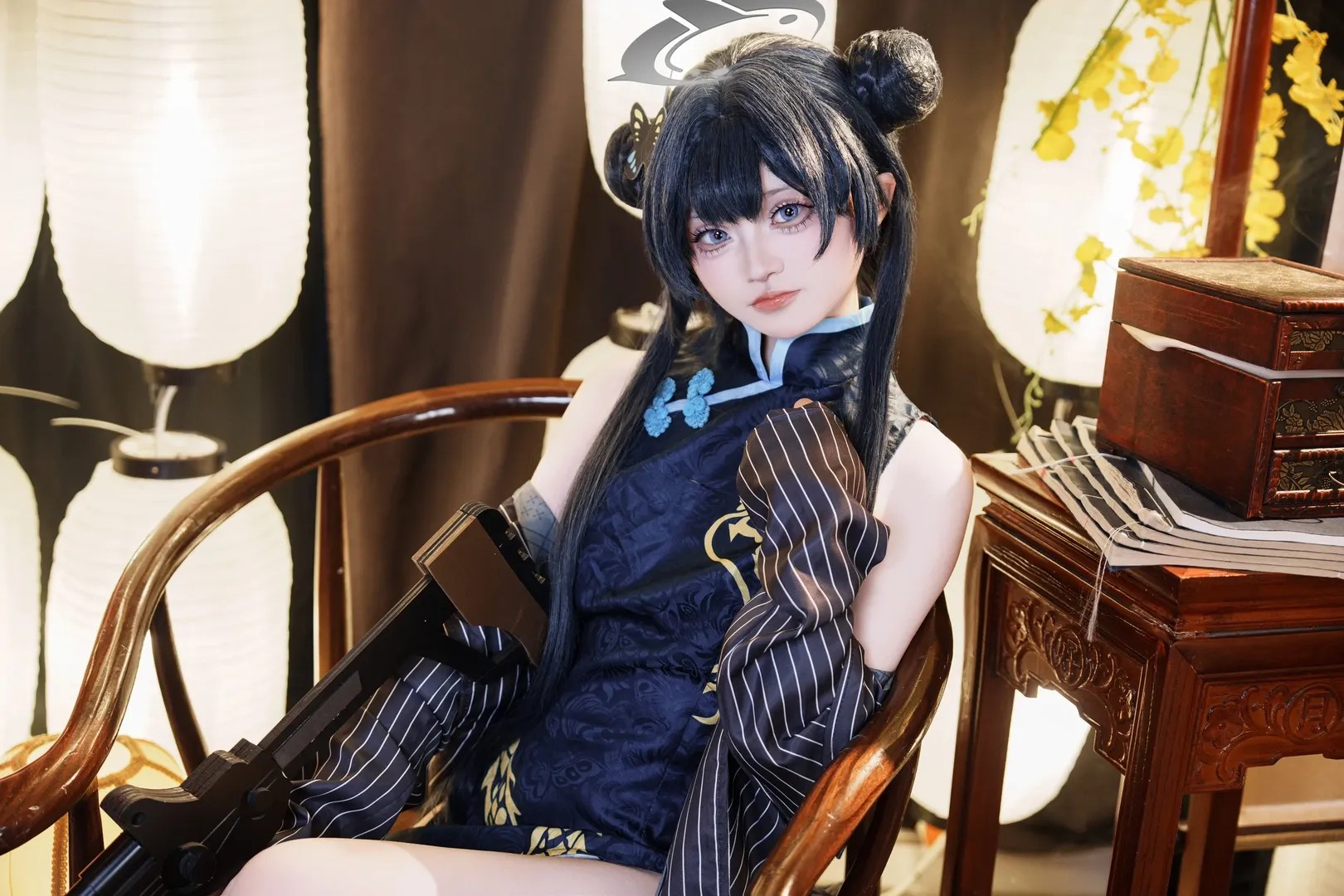 Anime-style photography, Blue Archive, Misaki cosplay, Qipao cosplay, Chinese-style cosplay - Image 6