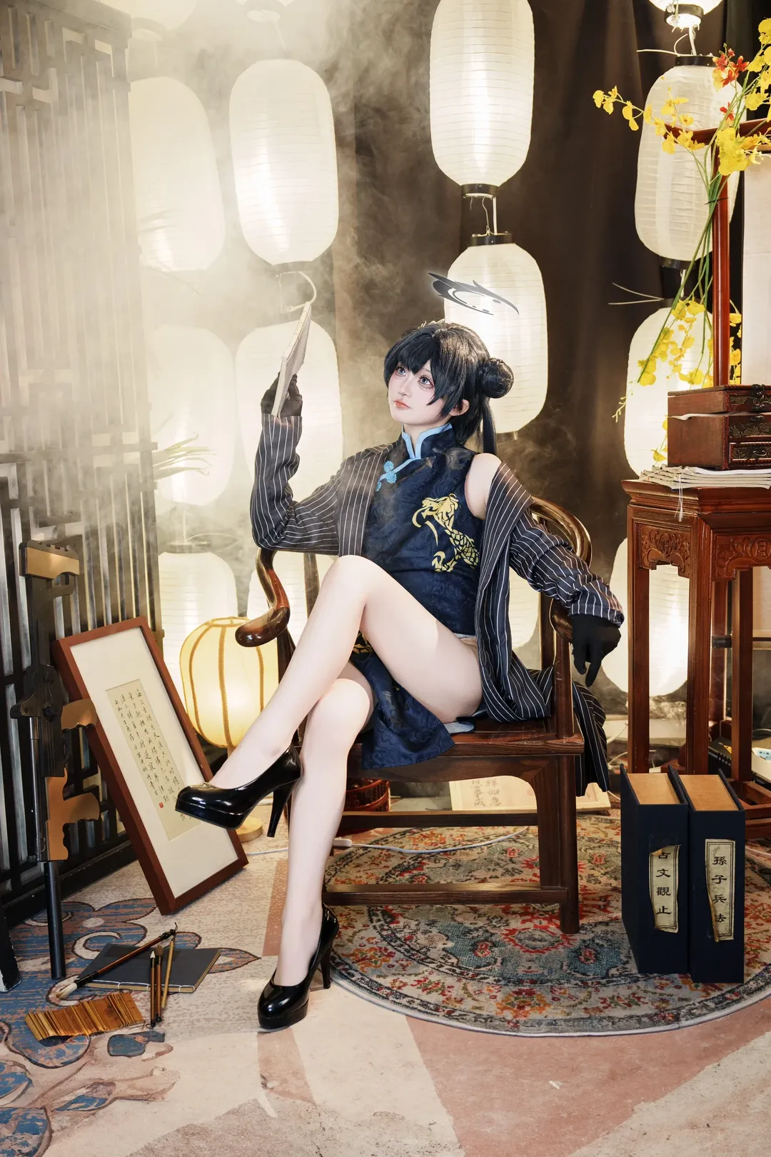 Anime-style photography, Blue Archive, Misaki cosplay, Qipao cosplay, Chinese-style cosplay - Image 7