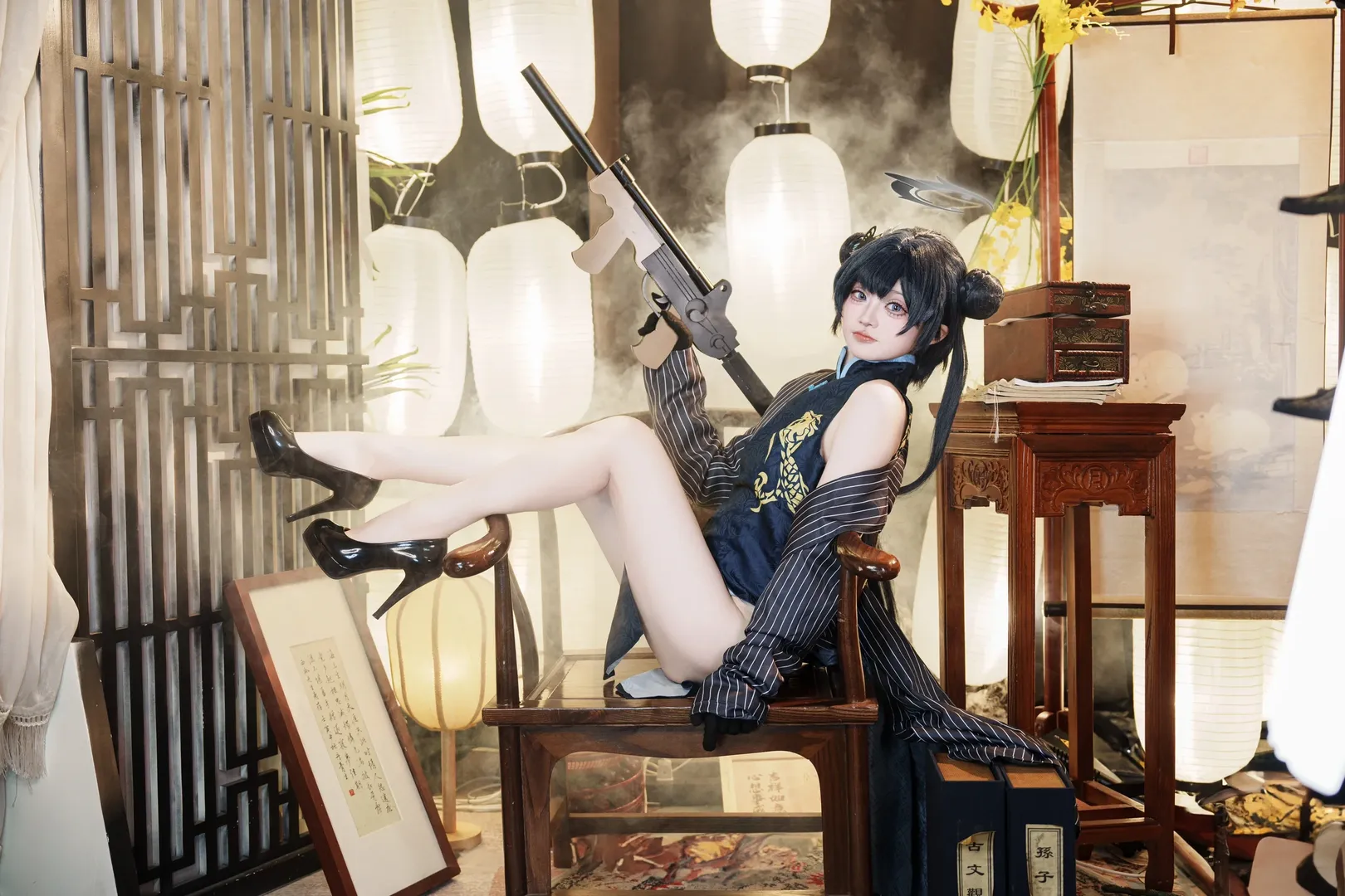 Anime-style photography, Blue Archive, Misaki cosplay, Qipao cosplay, Chinese-style cosplay - Image 8