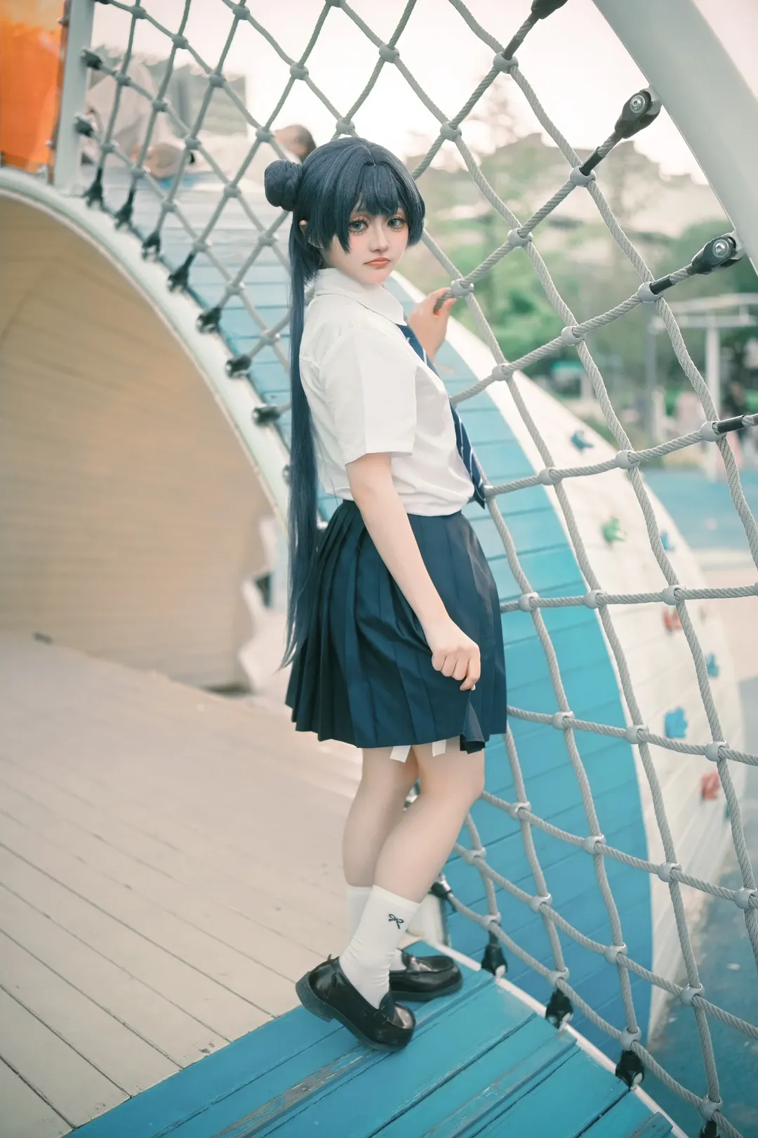 蔚蓝档案, 户外摄影, 龙华妃咲cos, 二次元cosplay, 校园JK