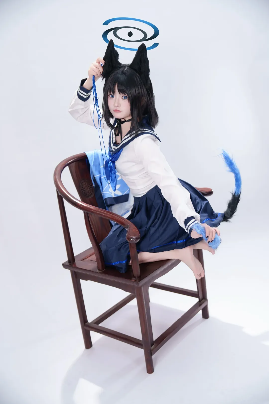 蔚蓝档案, 桐生桔梗cos, cosplay正片, 水手服穿搭, 二次元兽耳