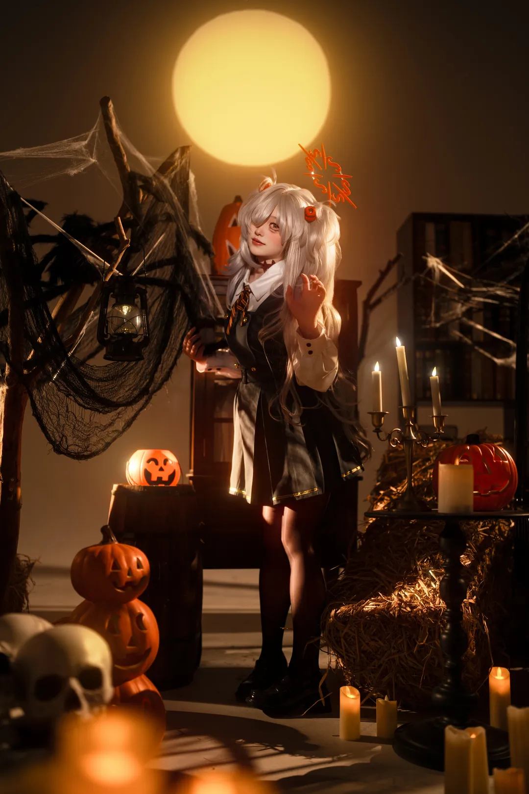 二次元摄影, 碧蓝档案, 万圣节cosplay, 板垣鹿江cos, 黑丝双马尾 - 第1张