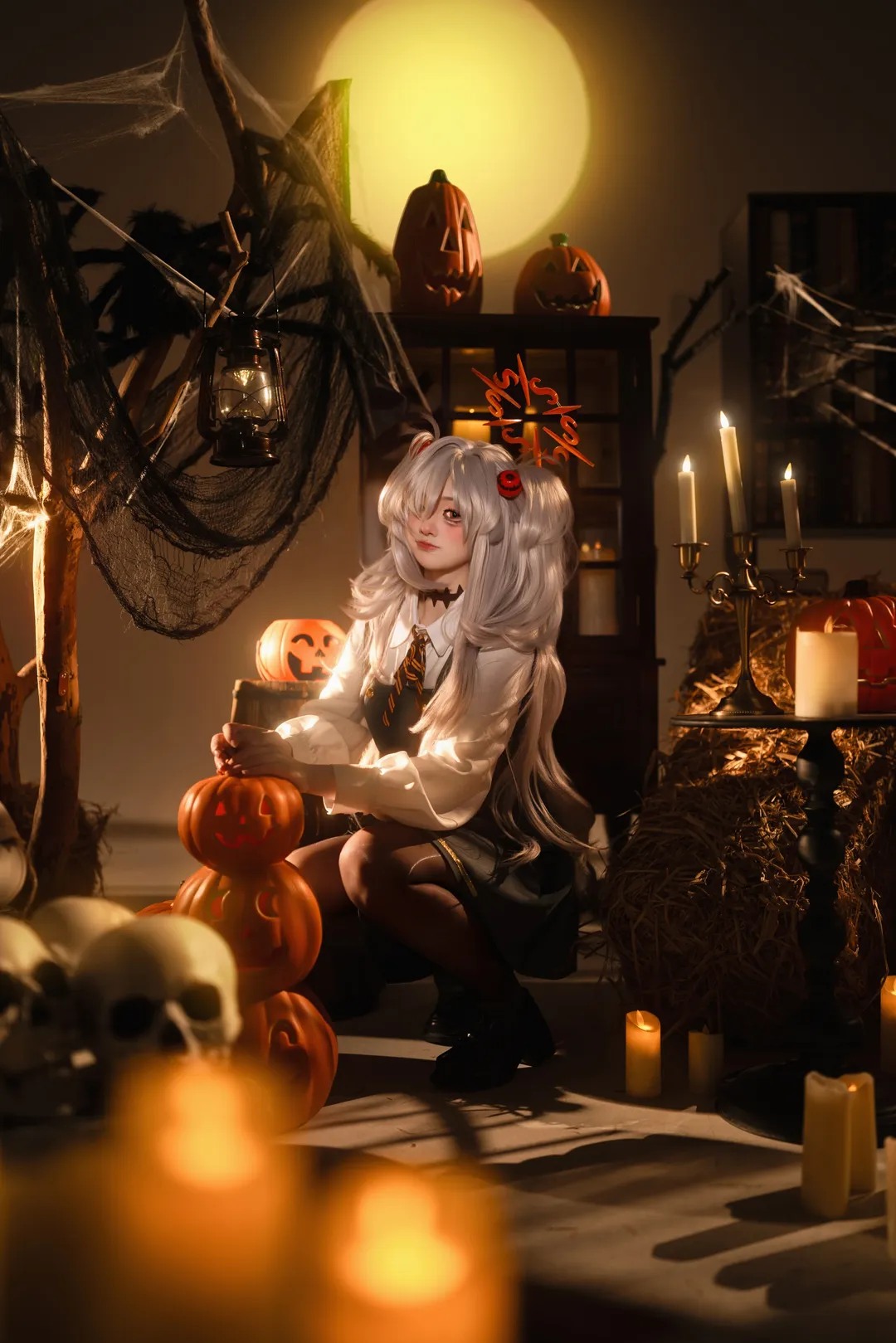 二次元摄影, 碧蓝档案, 万圣节cosplay, 板垣鹿江cos, 黑丝双马尾 - 第4张