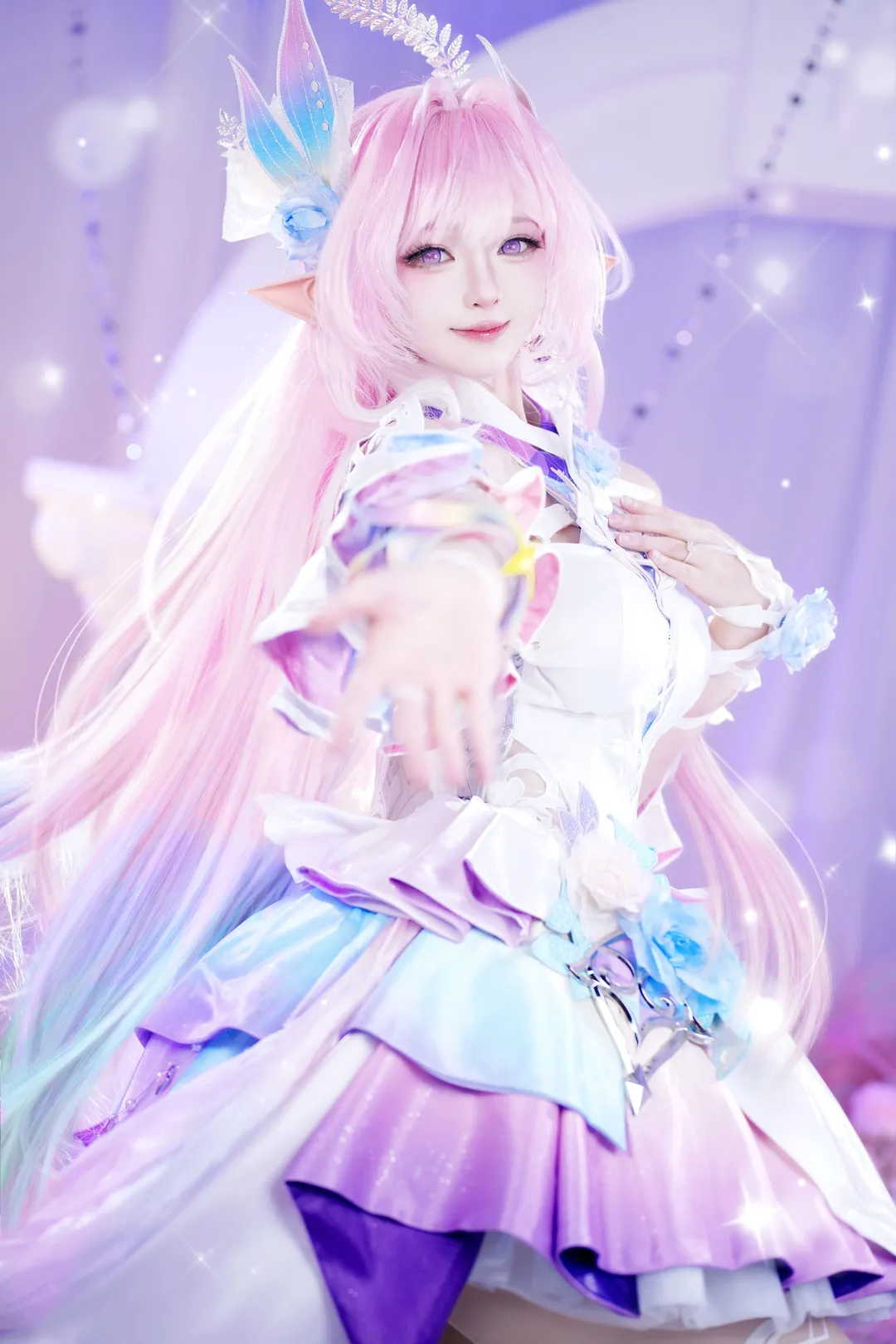 二次元摄影, 昔涟cos, 星穹铁道, 粉色系cosplay, 精灵耳假发 - 第1张