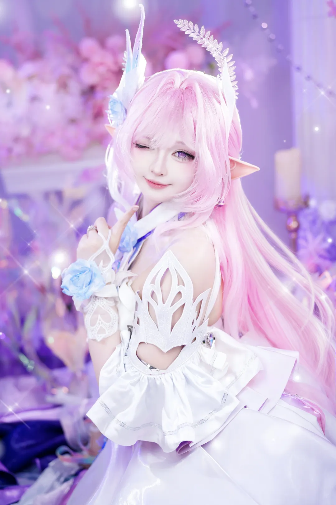 二次元攝影, 昔漣cos, 星穹鐵道, 粉色系cosplay, 精靈耳假髮