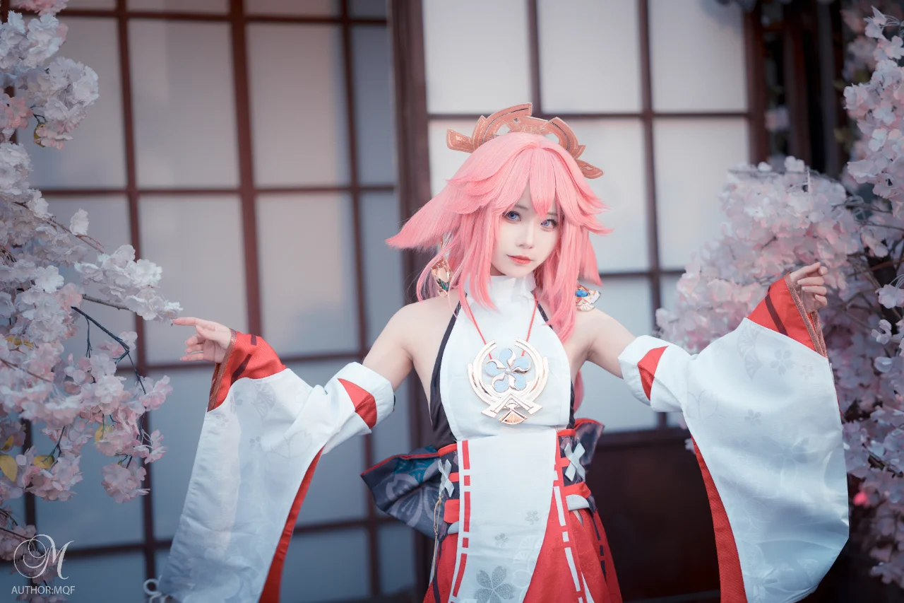 原神, 和風撮影, 八重神子 コスプレ, 桜コスプレ, ヨンヌオ・イージー撮影