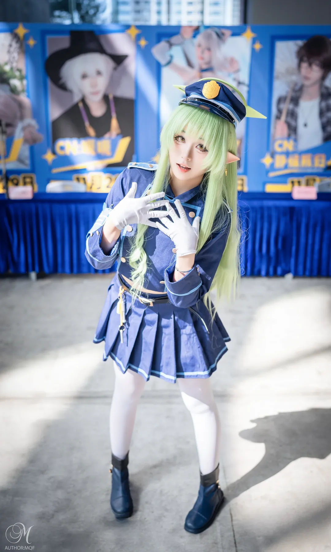 二次元摄影, 蔚蓝档案, 精灵耳cosplay, 漫展巡游季, 蓝色制服