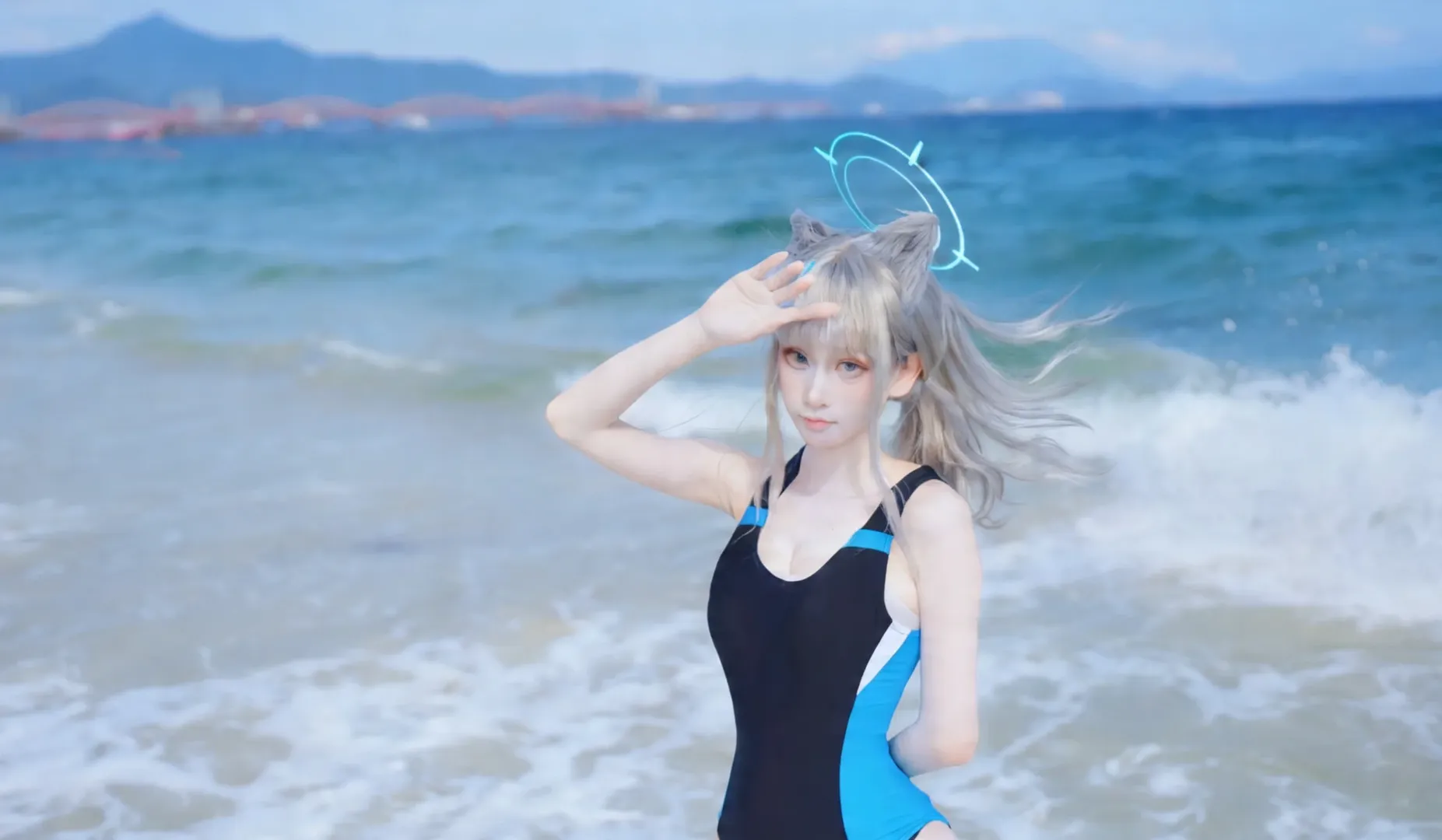 碧蓝档案, 砂狼白子cos, 索尼a7c2人像, 夏日海边cosplay, cos正片分享