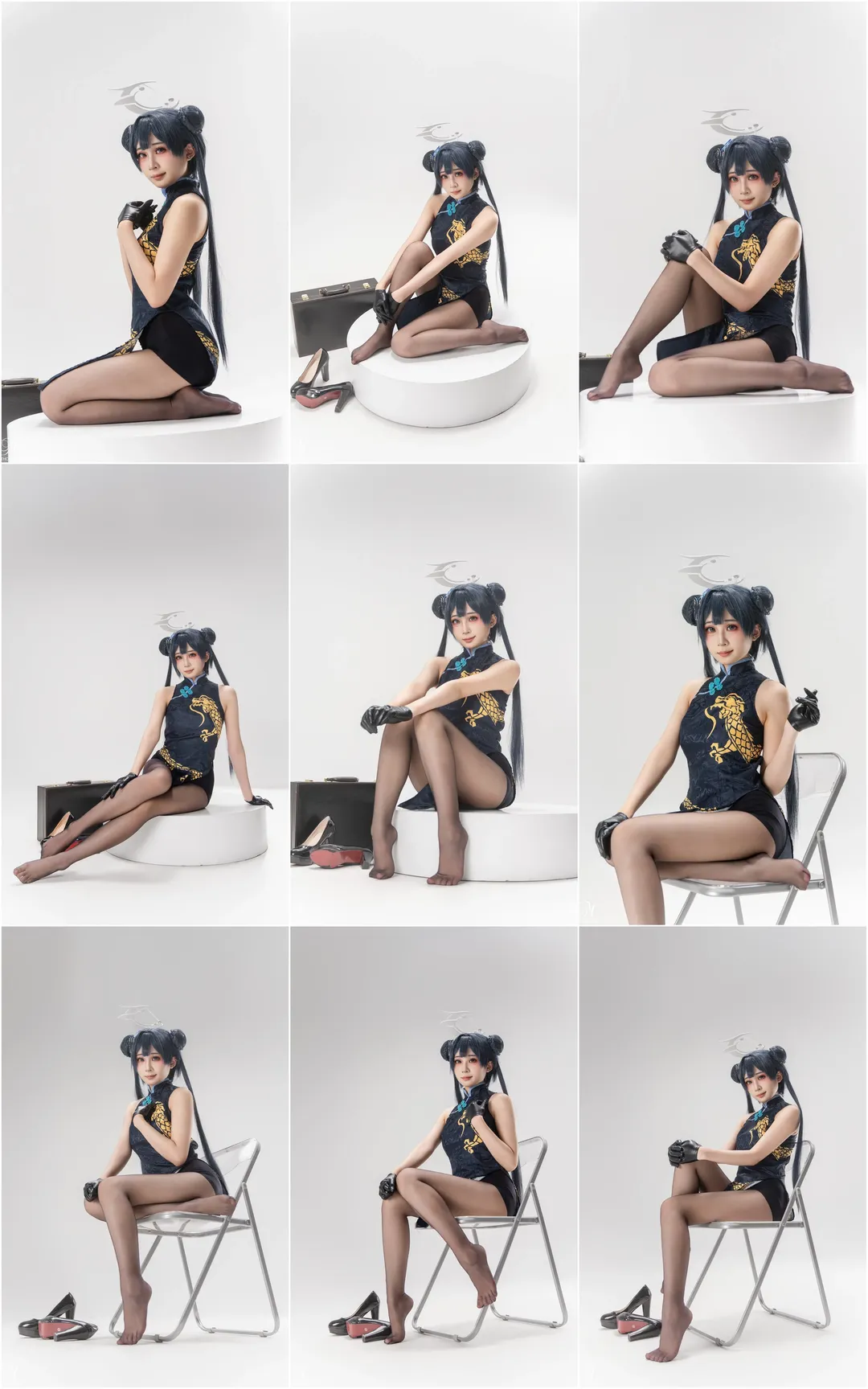 妃咲cos, 碧蓝档案, 动作参考, cosplay摄影, 黑丝穿搭 - 第1张