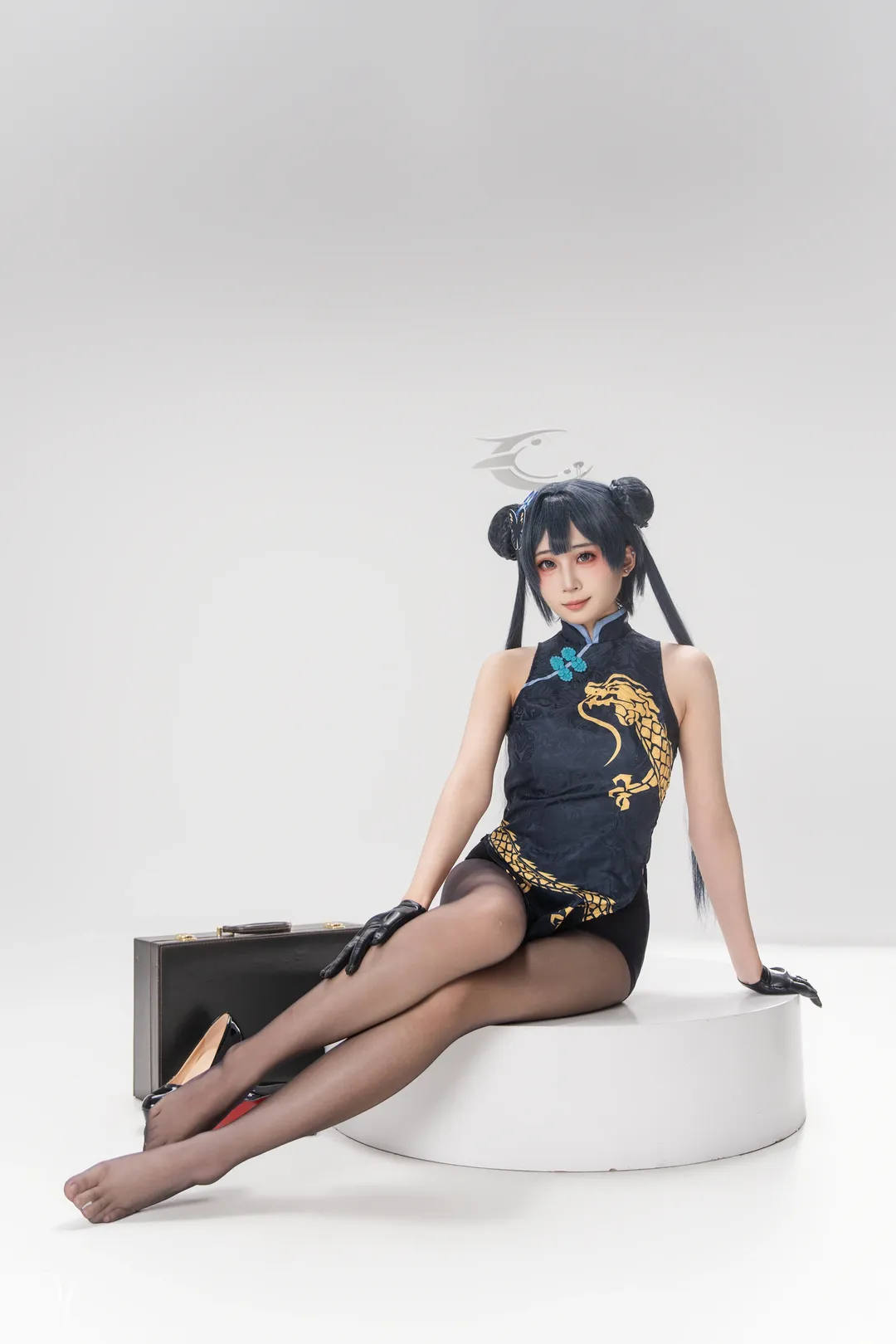 妃咲cos, 碧蓝档案, 动作参考, cosplay摄影, 黑丝穿搭 - 第4张