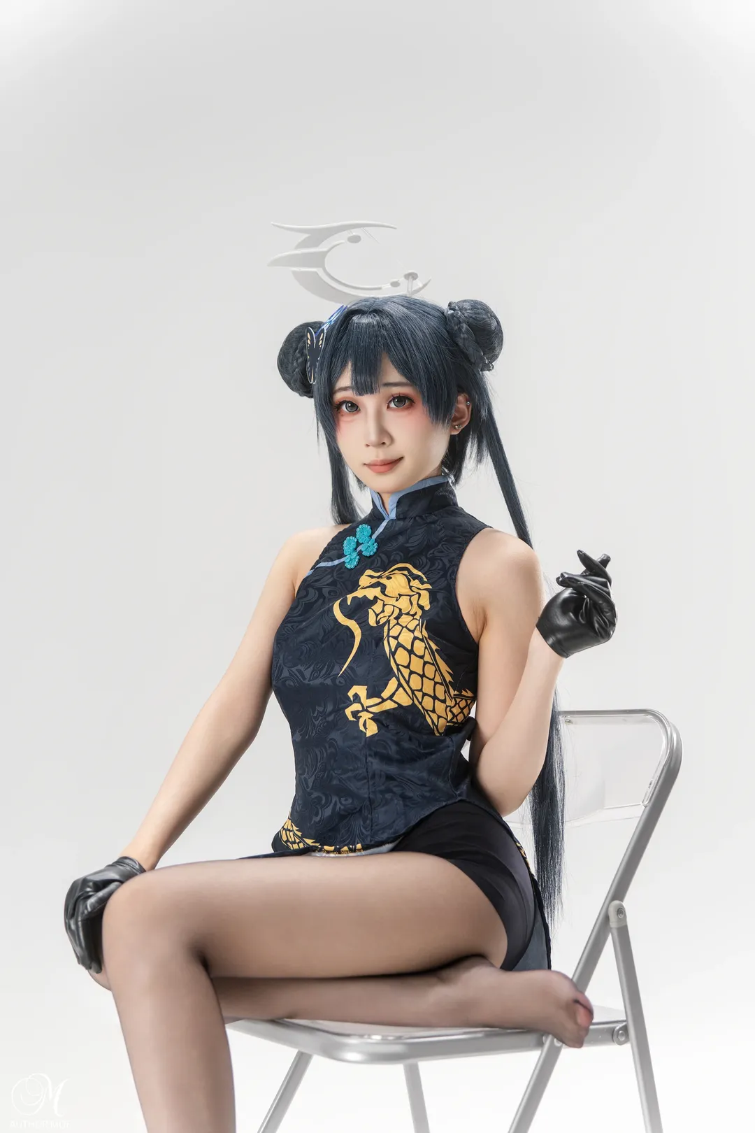 妃咲cos, 碧蓝档案, 动作参考, cosplay摄影, 黑丝穿搭 - 第8张