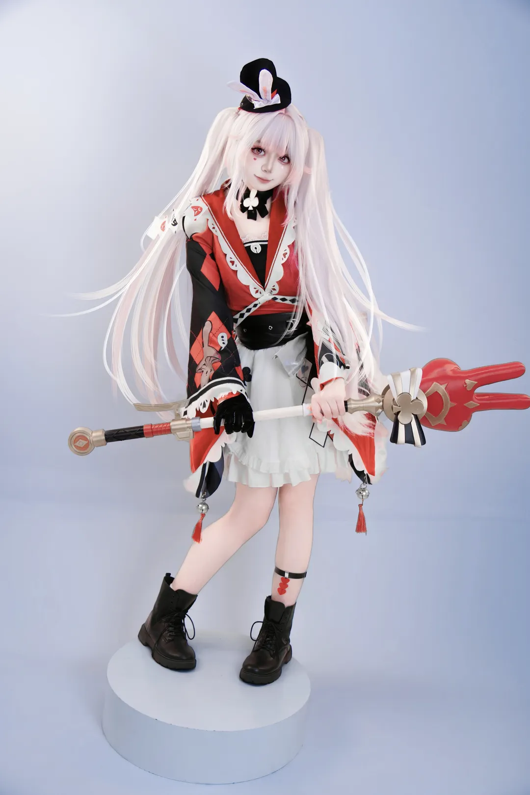 和风cosplay, cosplay道具, 二次元棚拍, 摄影棚写真, 红白双马尾 - 第3张