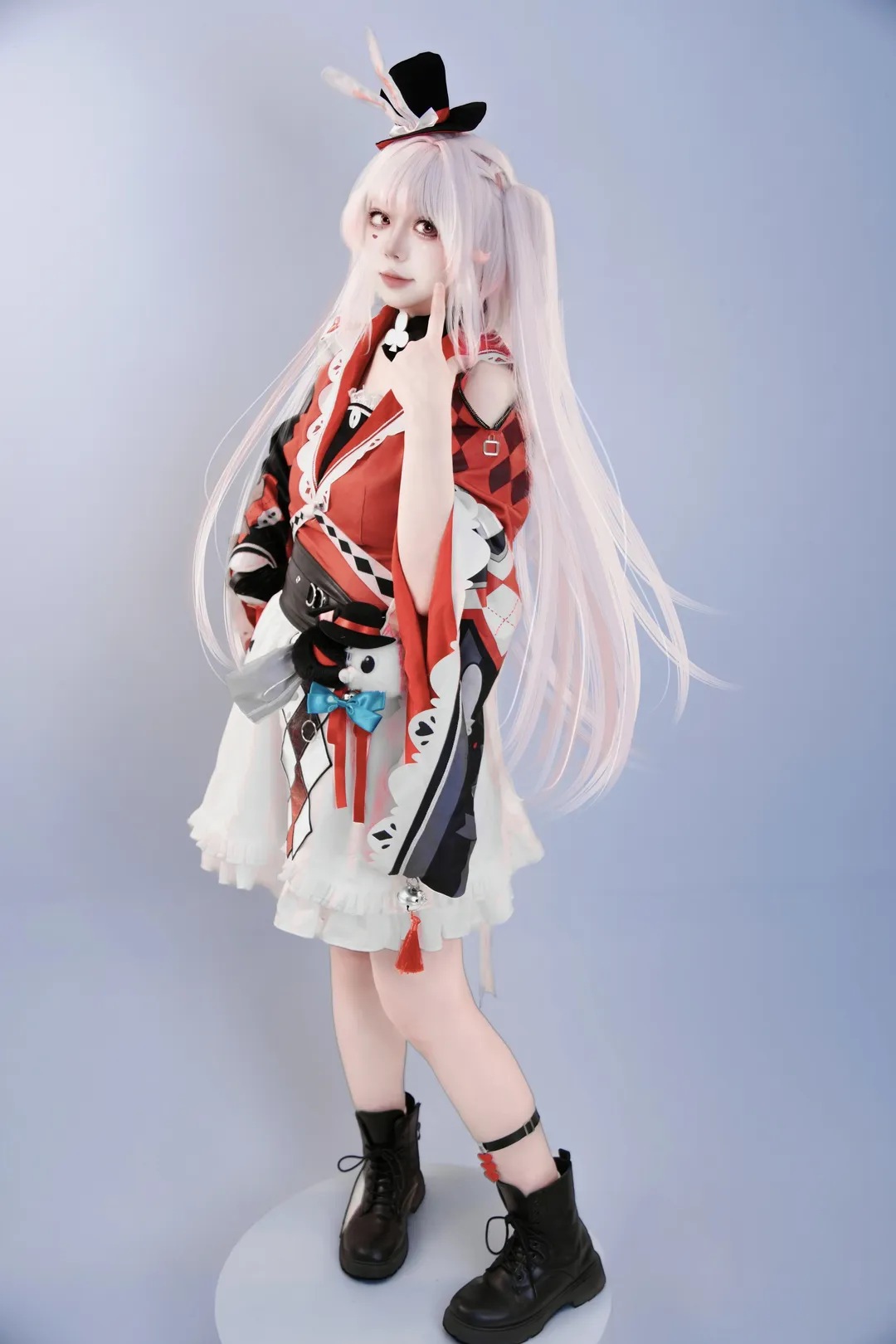 和风cosplay, cosplay道具, 二次元棚拍, 摄影棚写真, 红白双马尾 - 第5张