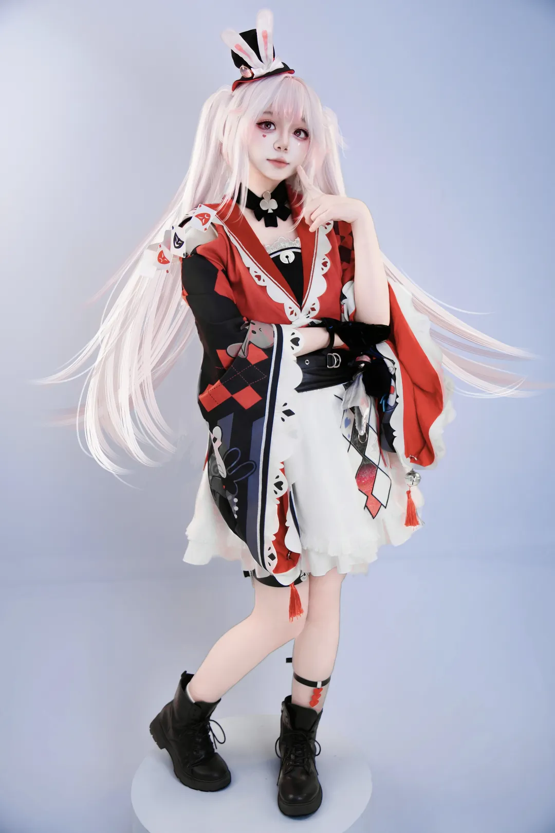 和风cosplay, cosplay道具, 二次元棚拍, 摄影棚写真, 红白双马尾 - 第6张