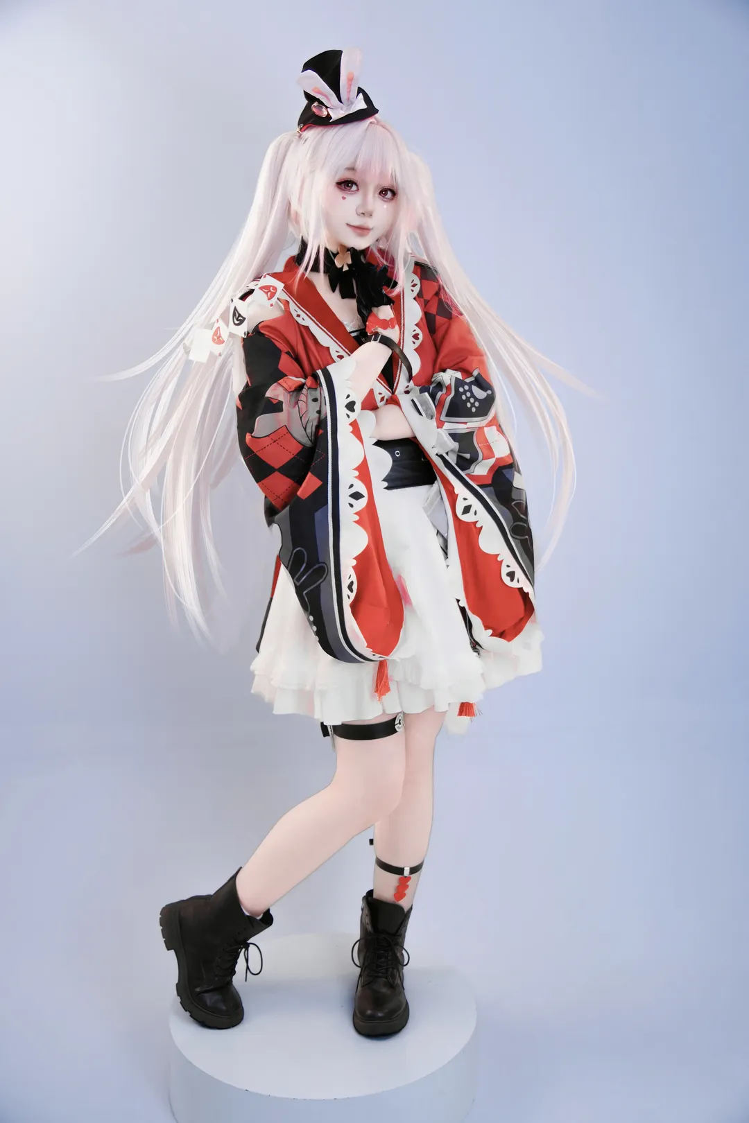 和风cosplay, cosplay道具, 二次元棚拍, 摄影棚写真, 红白双马尾 - 第7张
