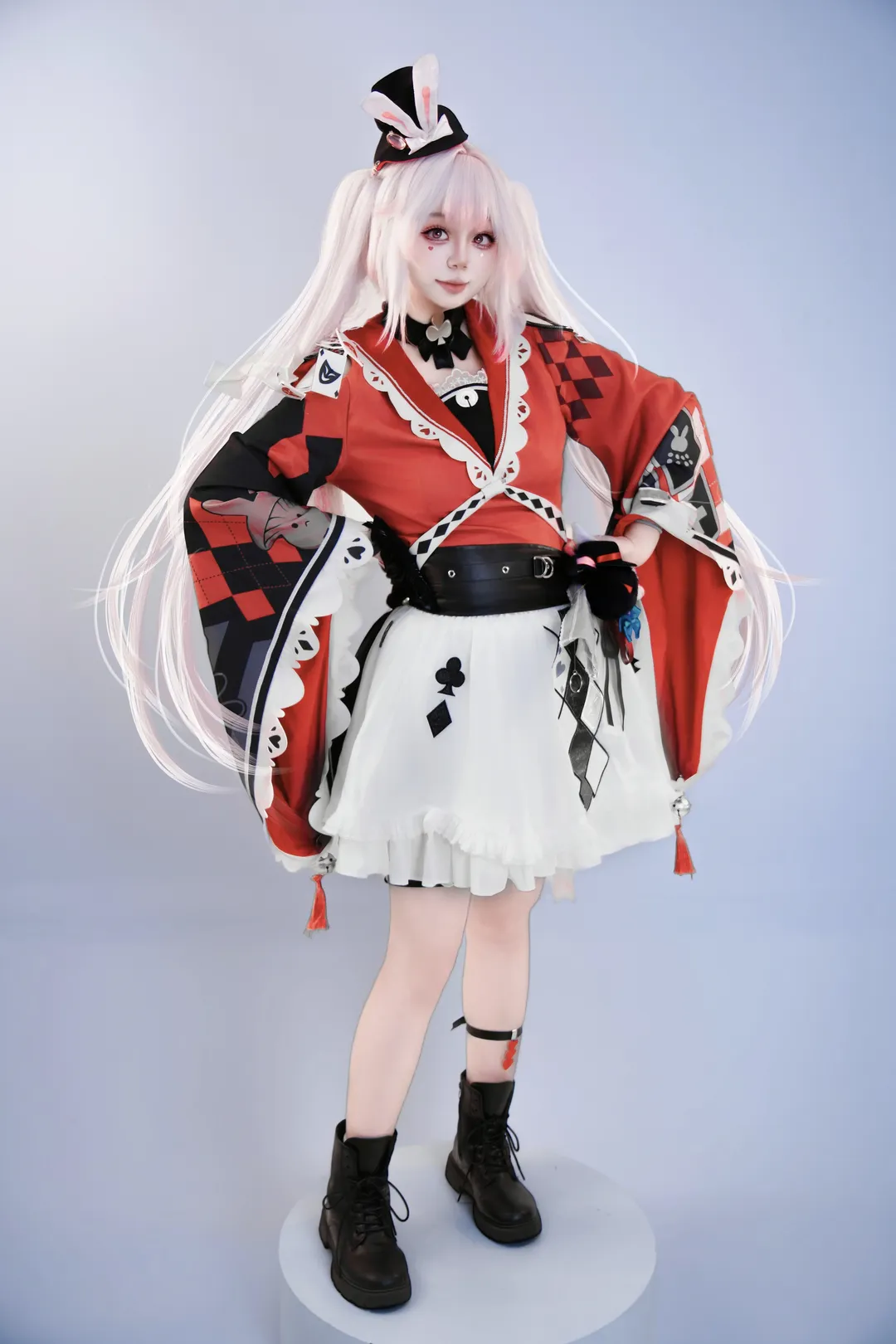 和风cosplay, cosplay道具, 二次元棚拍, 摄影棚写真, 红白双马尾 - 第8张