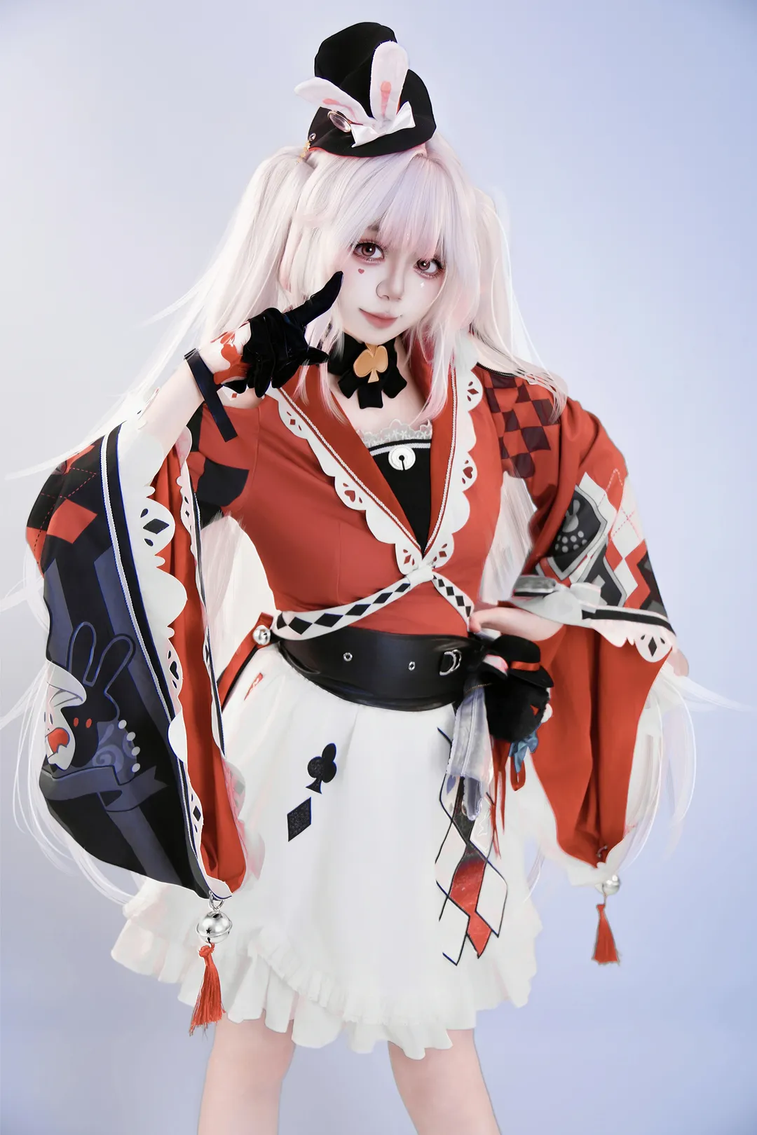 和风cosplay, cosplay道具, 二次元棚拍, 摄影棚写真, 红白双马尾 - 第9张