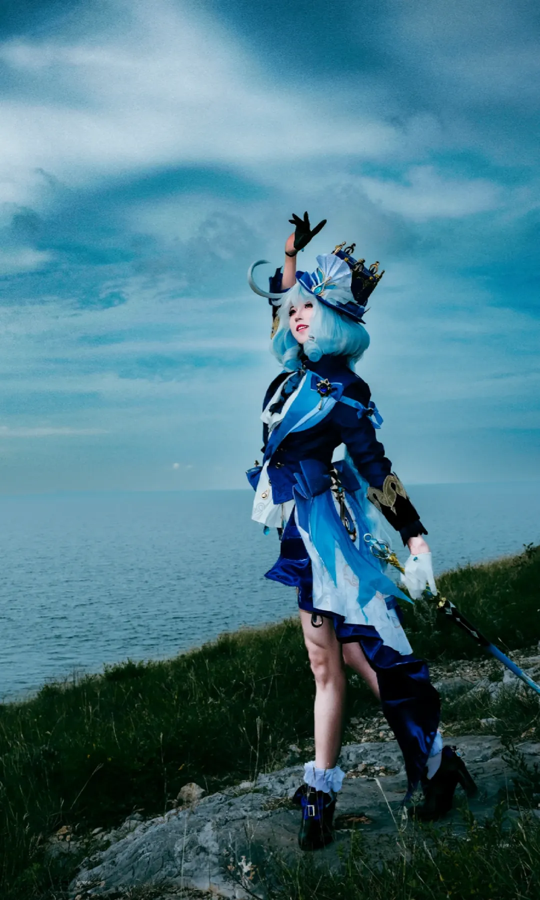 原神, 芙宁娜cos, cosplay摄影, 冷色调氛围感, 海边外景正片 - 第2张