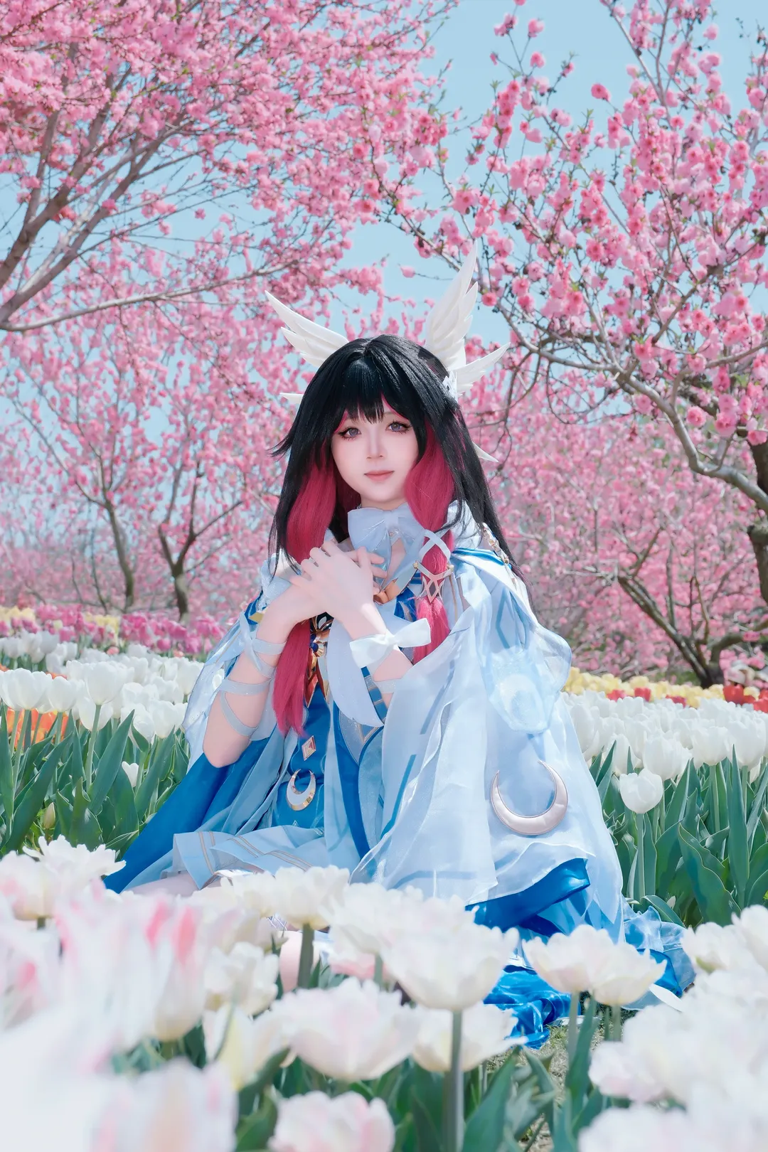 コロンビーナ コスプレ, 二次元撮影, 屋外ポートレート, チューリップ畑, 大連英歌石