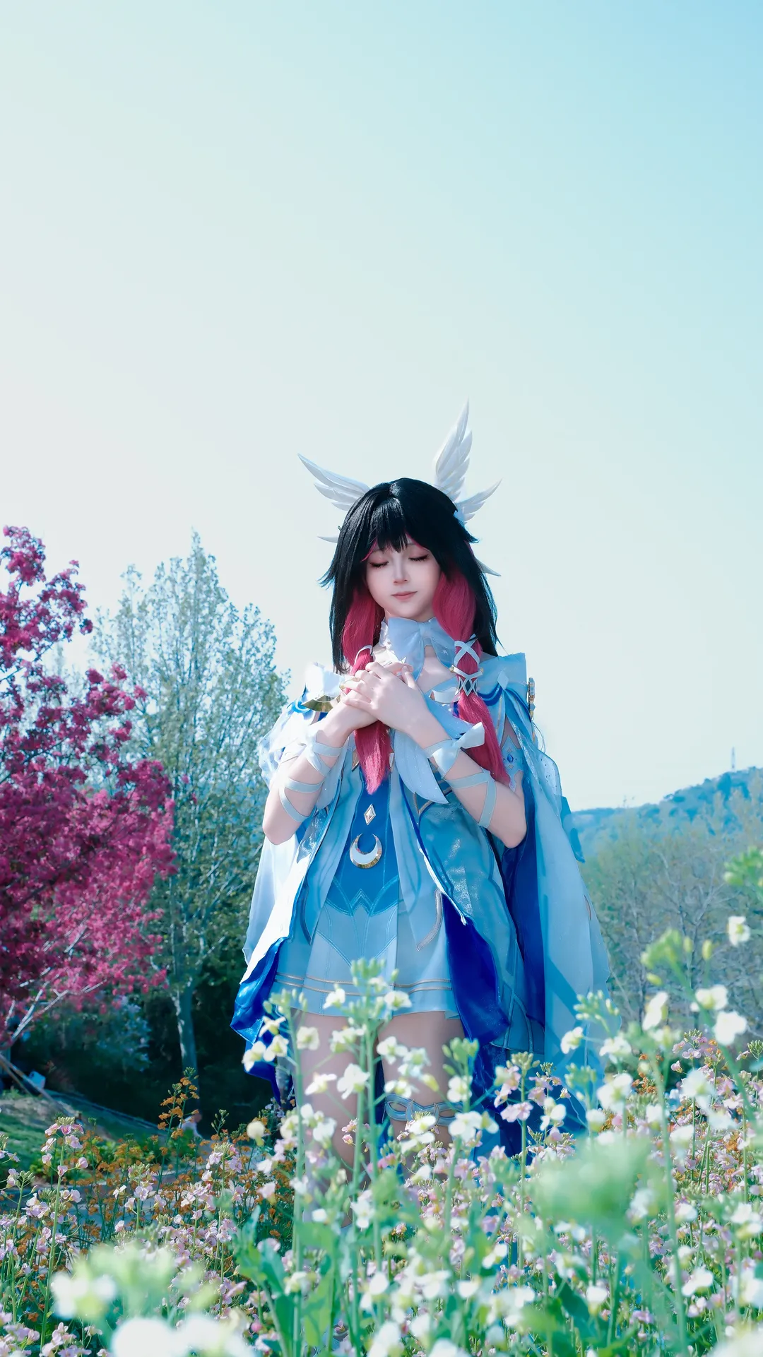 原神, 哥伦比娅cos, 花海写真, 低角度拍摄, cosplay户外 - 第3张