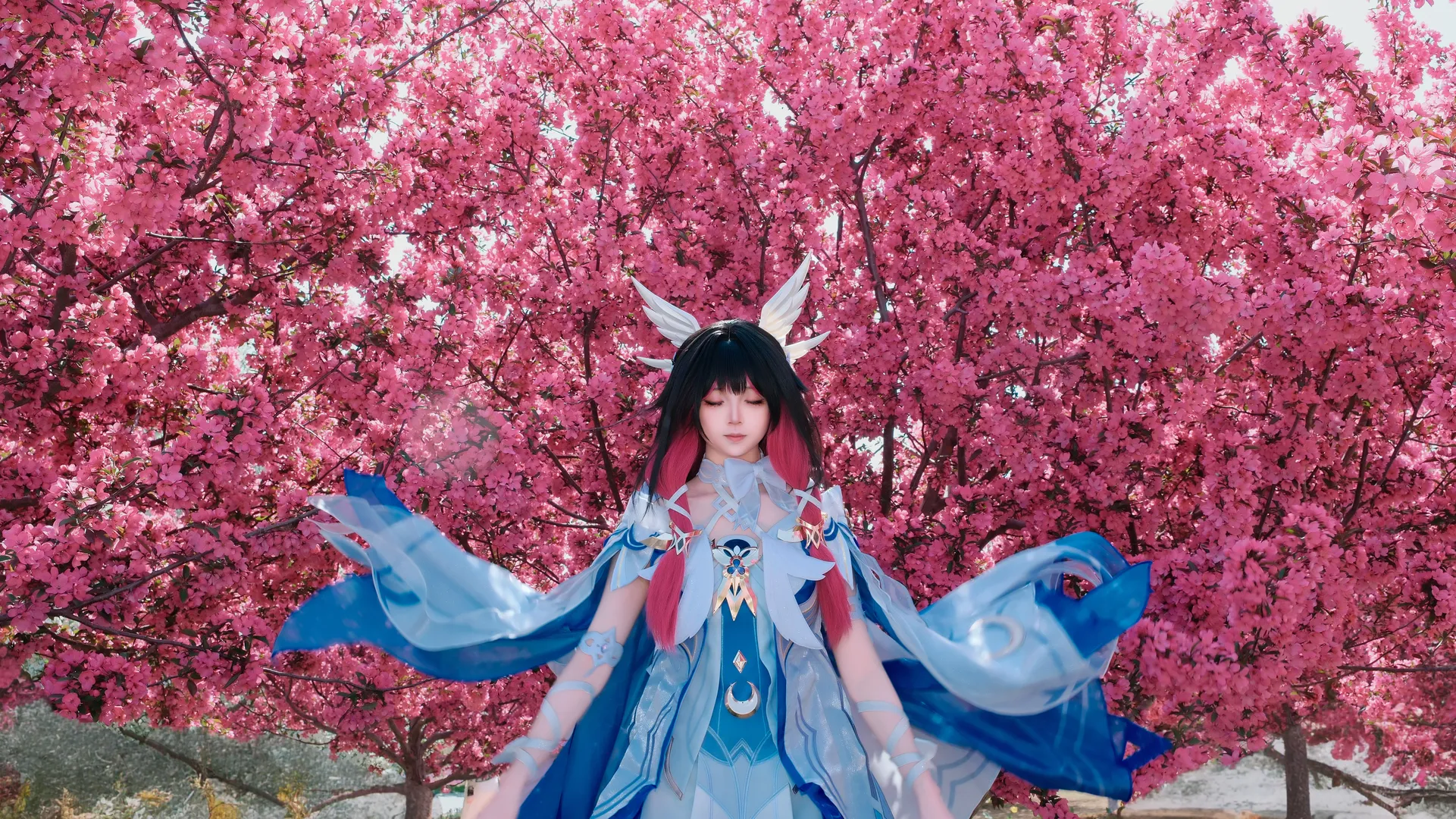 哥伦比娅cos, 二次元少女, cosplay正片, 花海写真, 绝美户外 - 第1张