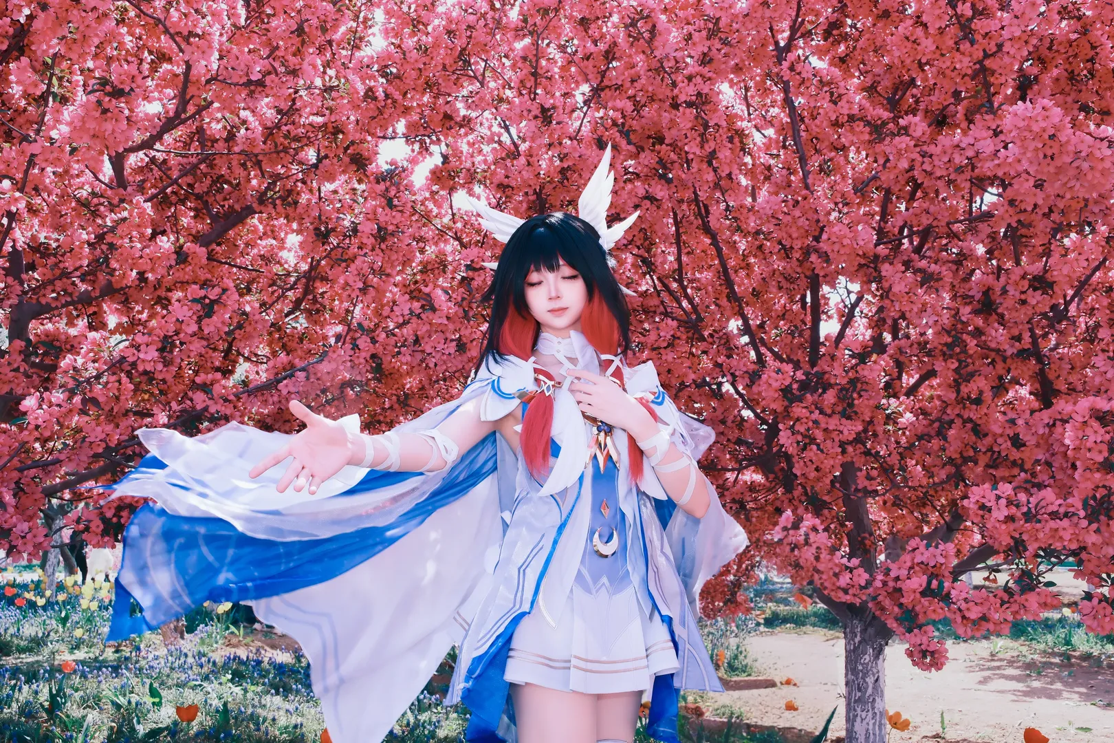 哥伦比娅cos, 二次元少女, cosplay正片, 花海写真, 绝美户外