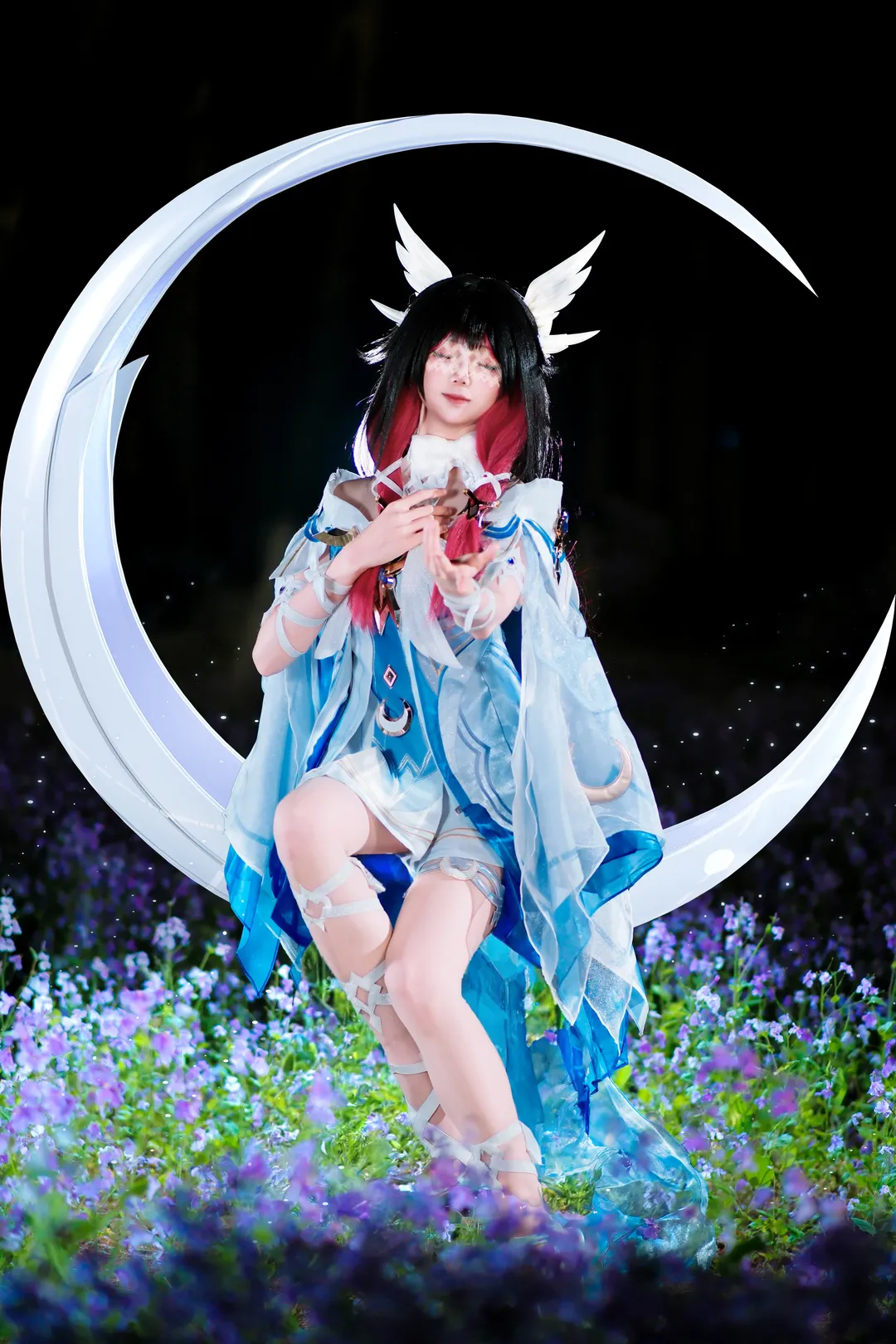 原神, 哥伦比娅cos, 夜景cosplay, 仙气穿搭, 月下少女 - 第2张