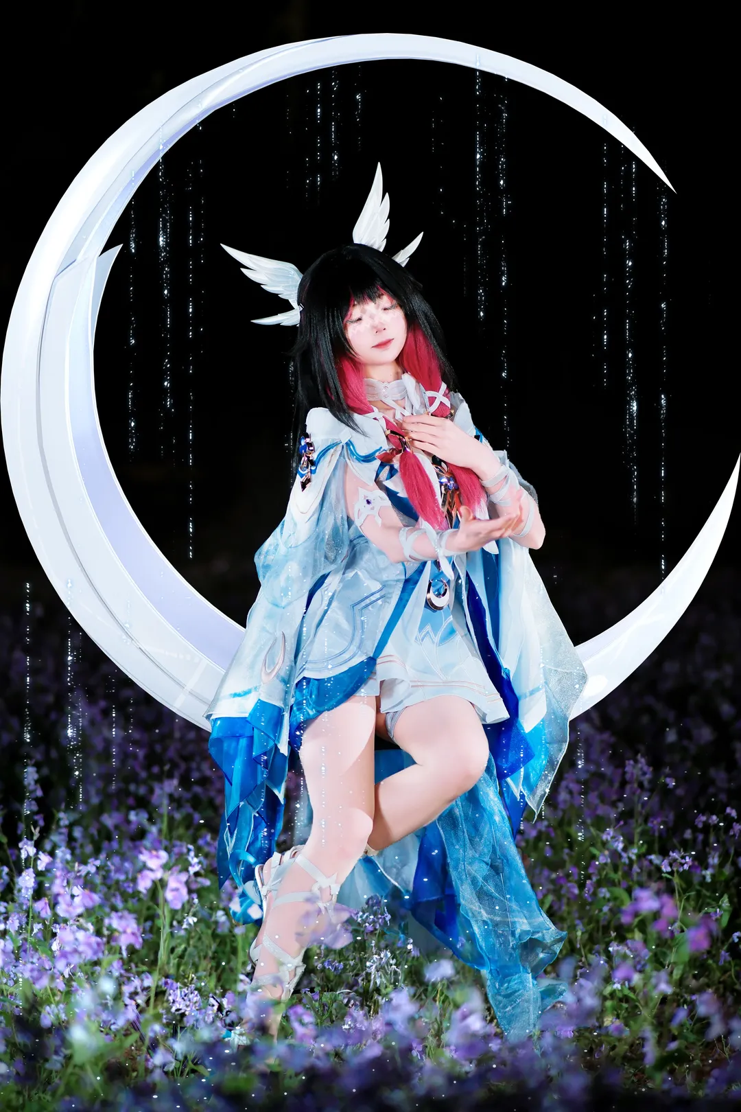 原神, 哥伦比娅cos, 夜景cosplay, 仙气穿搭, 月下少女 - 第3张