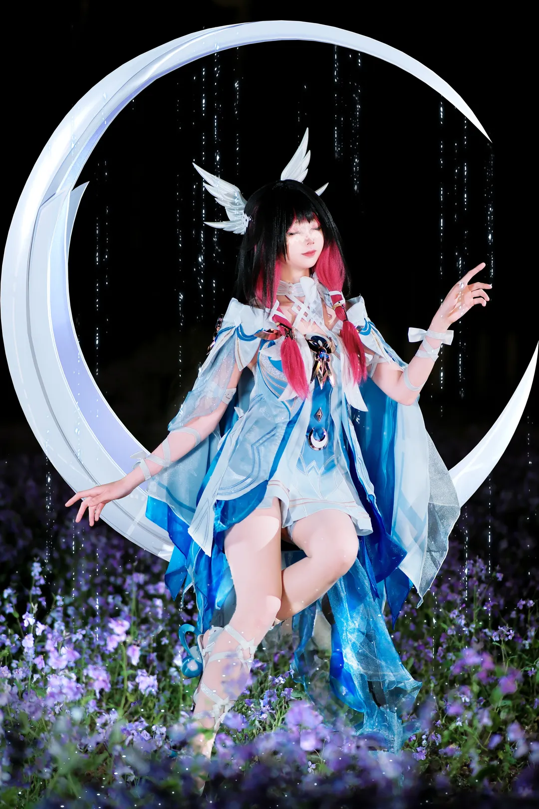 原神, 哥伦比娅cos, 夜景cosplay, 仙气穿搭, 月下少女 - 第4张