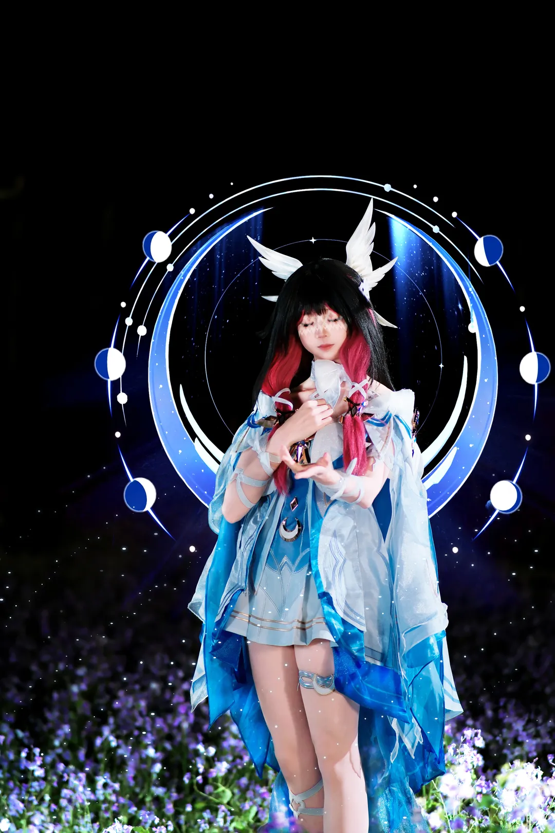原神, 哥伦比娅cos, 夜景cosplay, 仙气穿搭, 月下少女 - 第6张