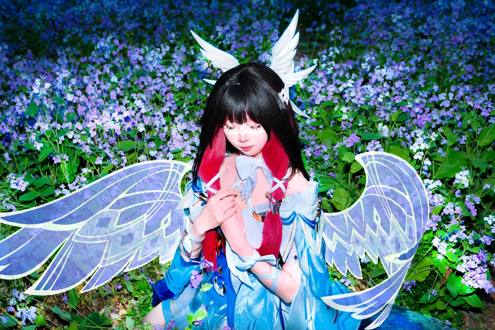 原神, 哥伦比娅cos, 夜景cosplay, 仙气穿搭, 月下少女 - 第7张
