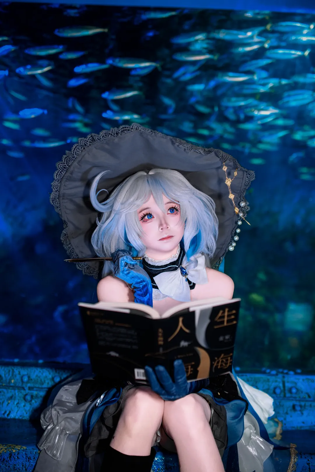 原神, 芙宁娜cos, 私设cos, 二次元穿搭, 水族馆摄影 - 第1张