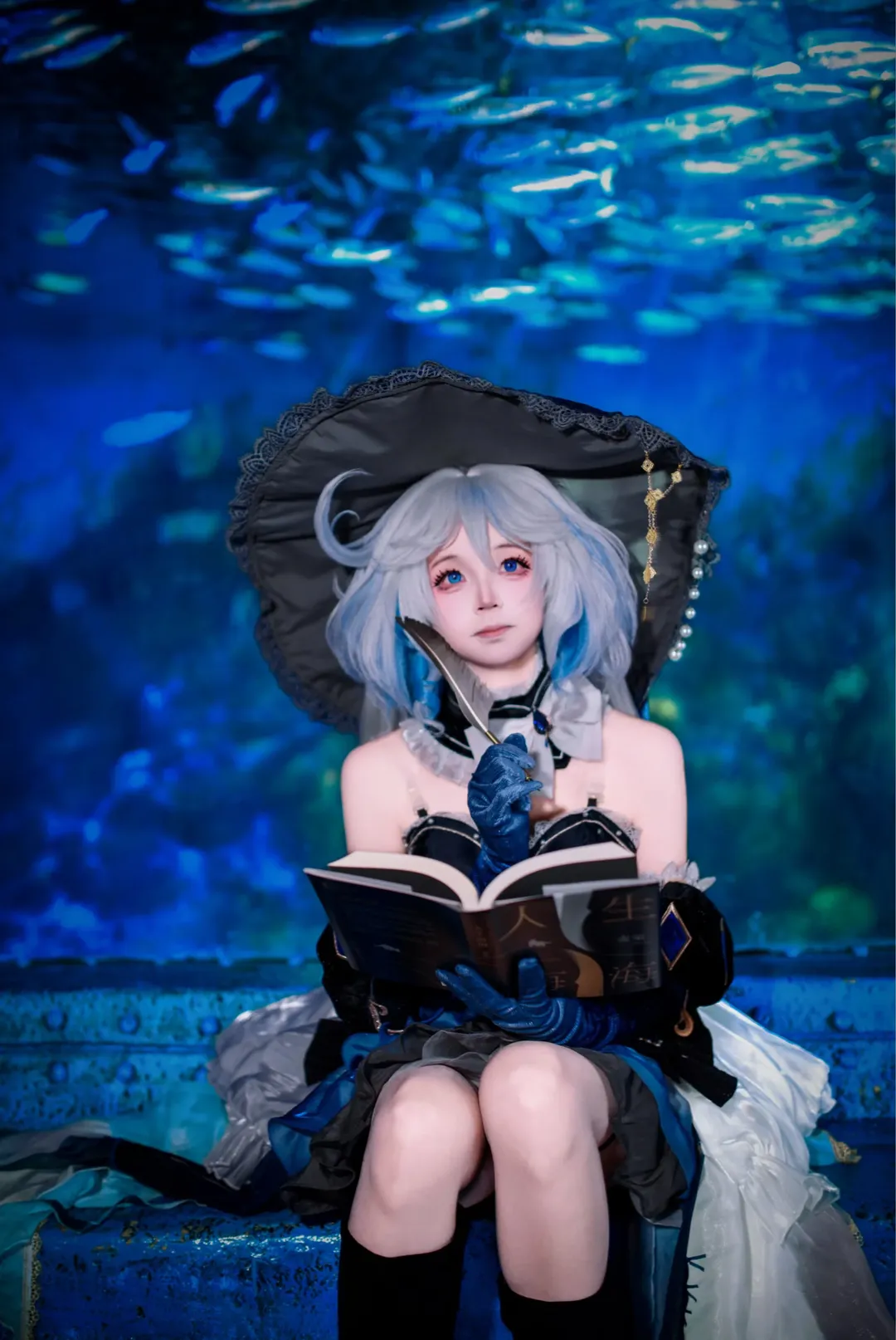 原神, 芙宁娜cos, 私设cos, 二次元穿搭, 水族馆摄影