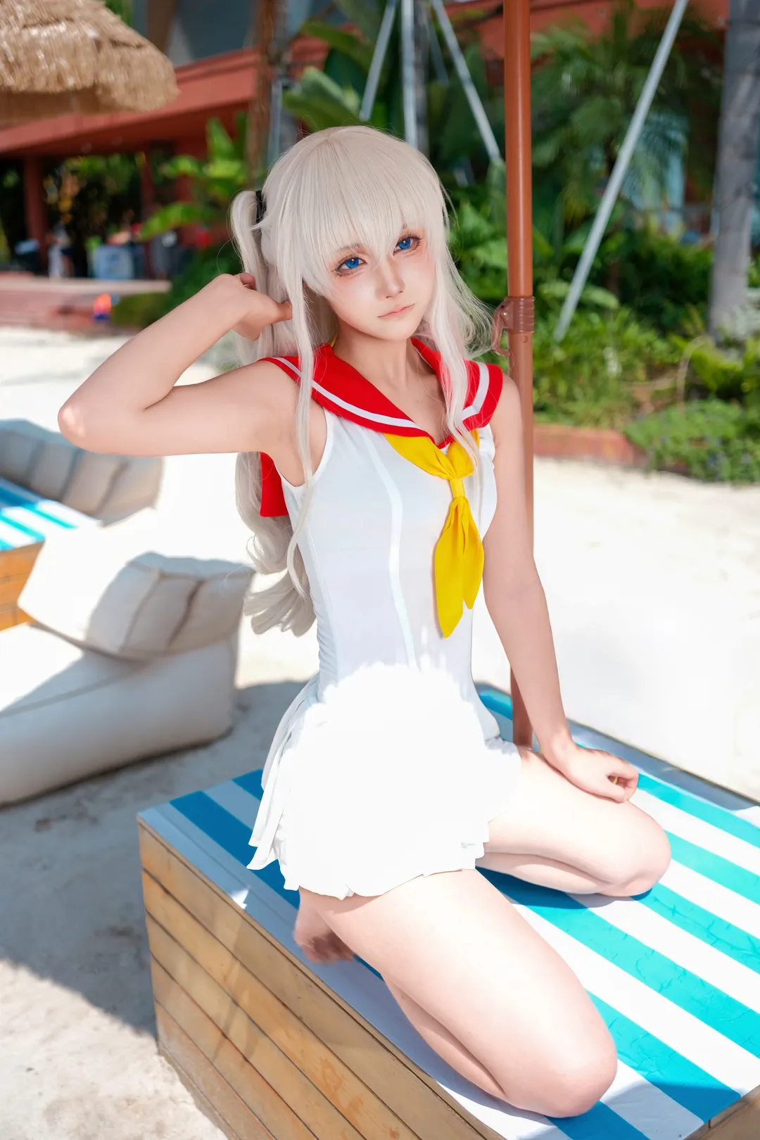 二次元, cosplay, 夏日泳装, 友利奈绪cos, 沙滩摄影 - 第2张