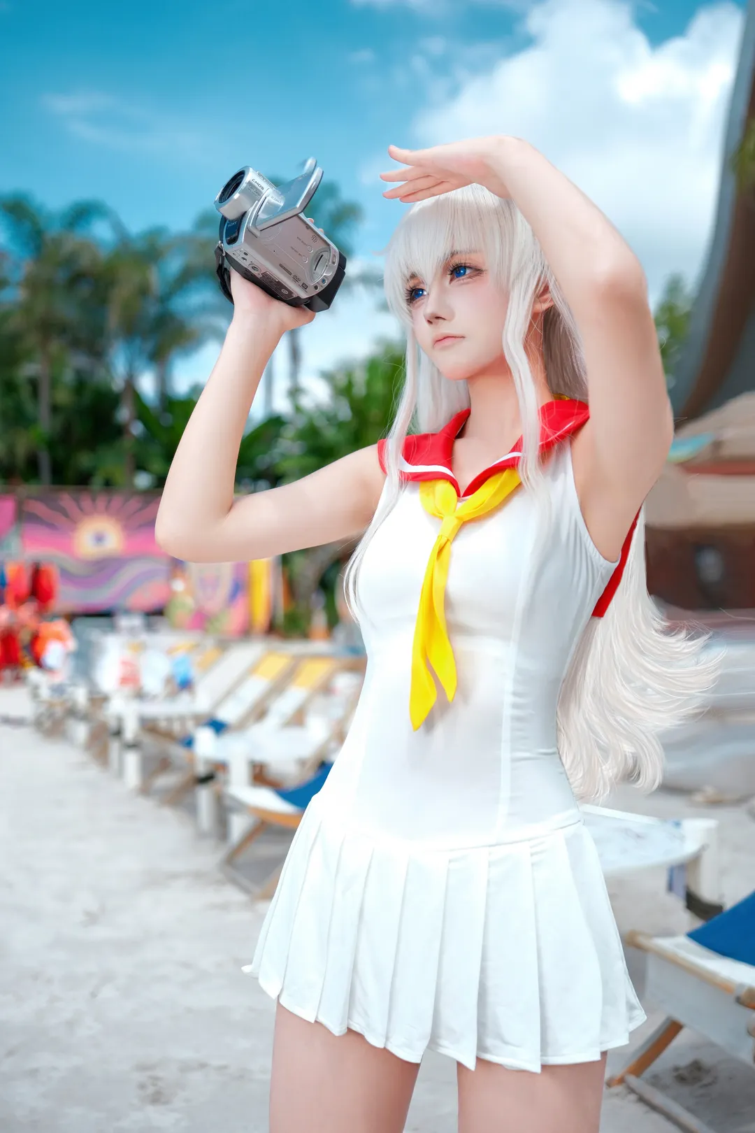 二次元, cosplay, 夏日泳装, 友利奈绪cos, 沙滩摄影 - 第5张