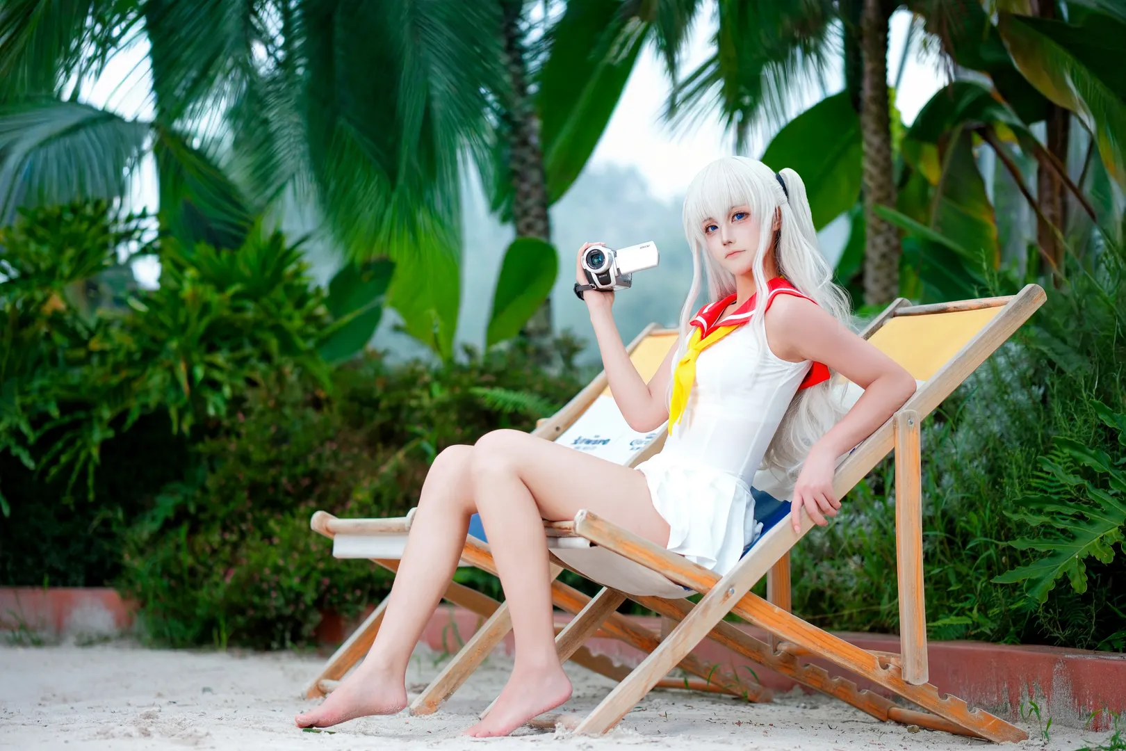 二次元, cosplay, 夏日泳装, 友利奈绪cos, 沙滩摄影 - 第7张