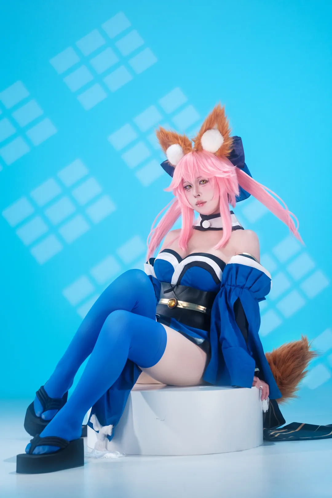 二次元攝影, Fate/Grand Order, 藍色系穿搭, 玉藻前cos, 狐妖裝扮