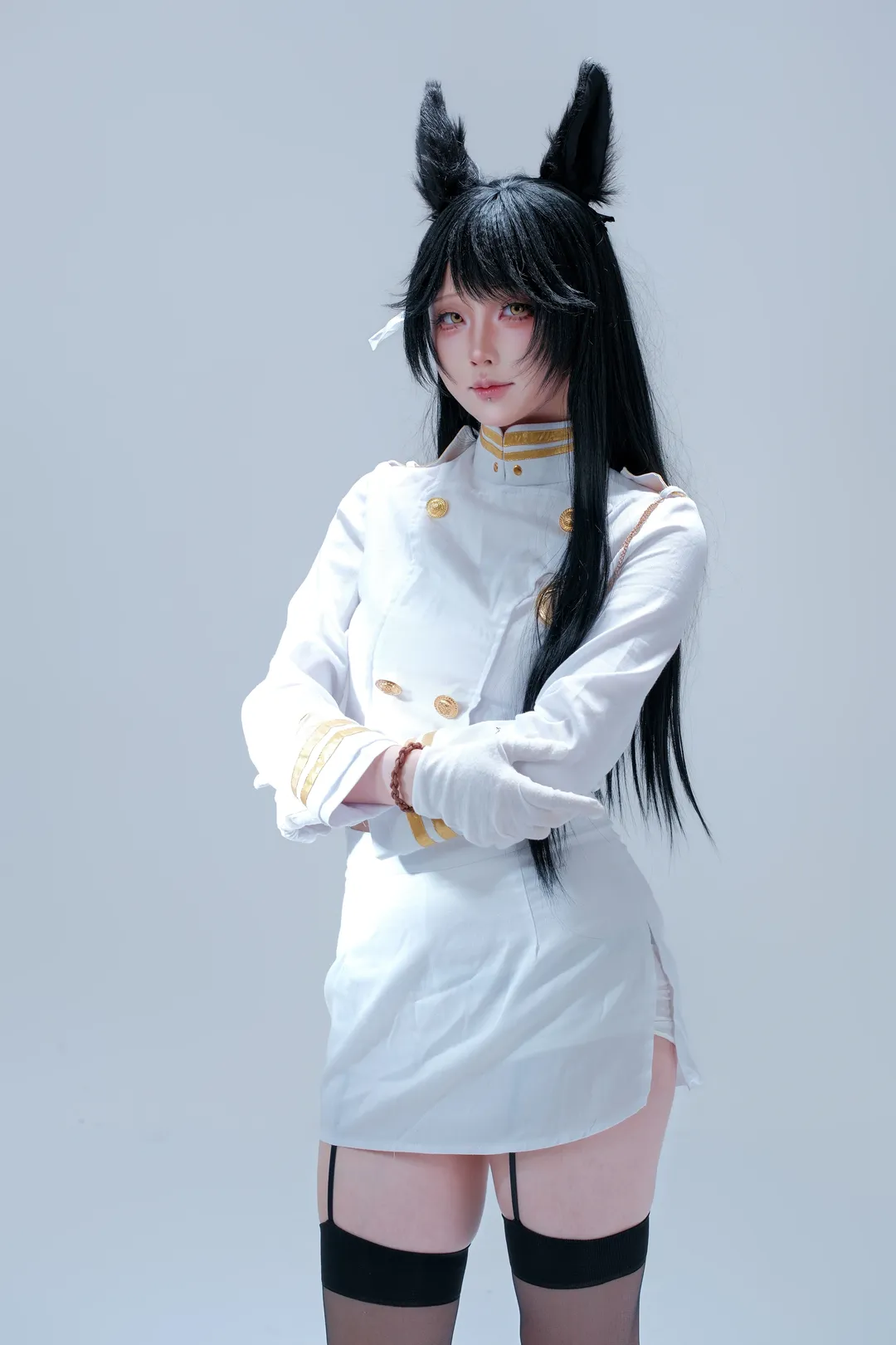碧蓝航线, 兽耳娘, 爱宕cos, 军装制服, 吊带袜 - 第1张