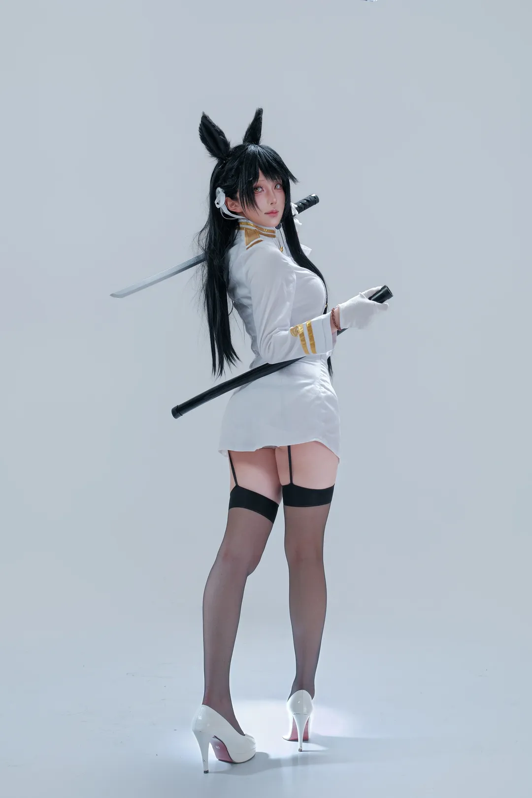 アズールレーン, 獣耳娘, 愛宕コスプレ, 軍服, ガーターストッキング