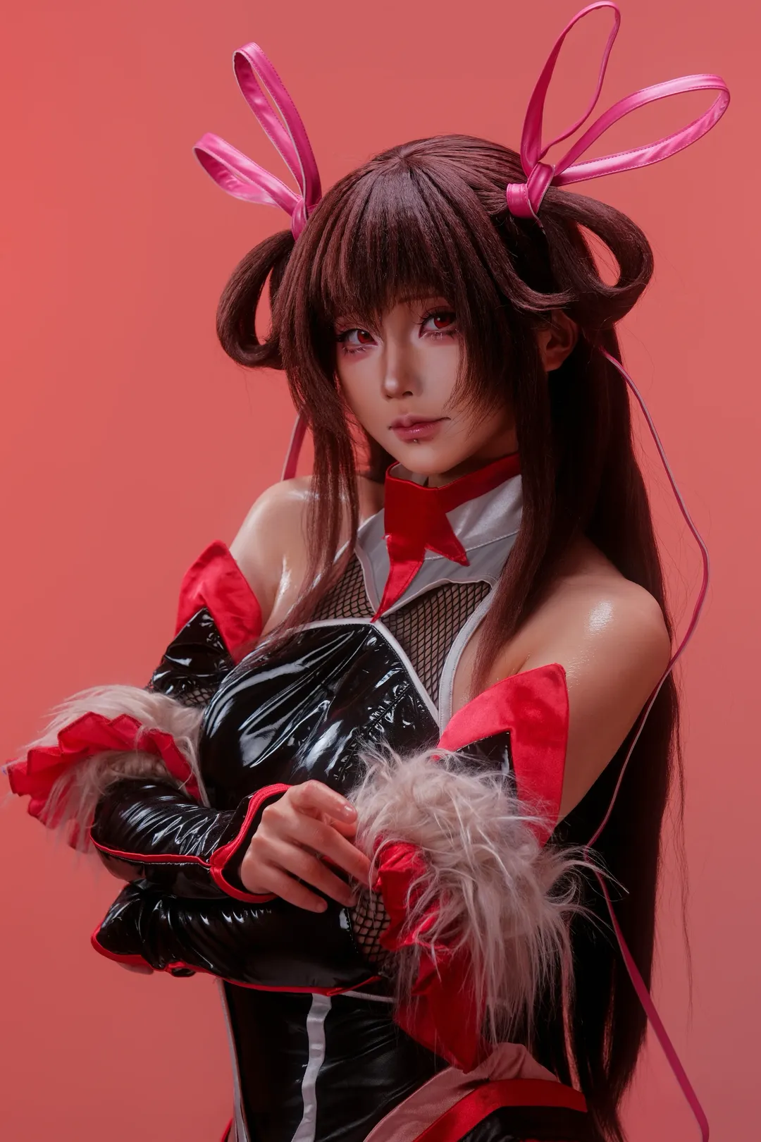 cosplay摄影, 红黑配色, 水城雪风cos, 对魔忍, 漆皮紧身衣 - 第3张