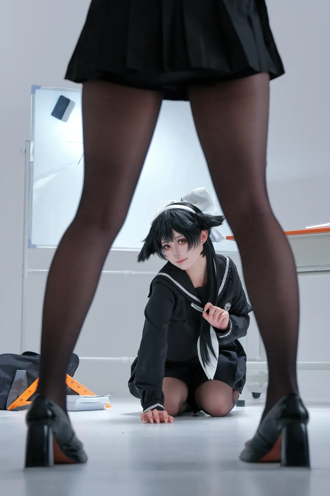 JK制服, 碧蓝航线cos, 水手服, 黑丝穿搭, 教室写真
