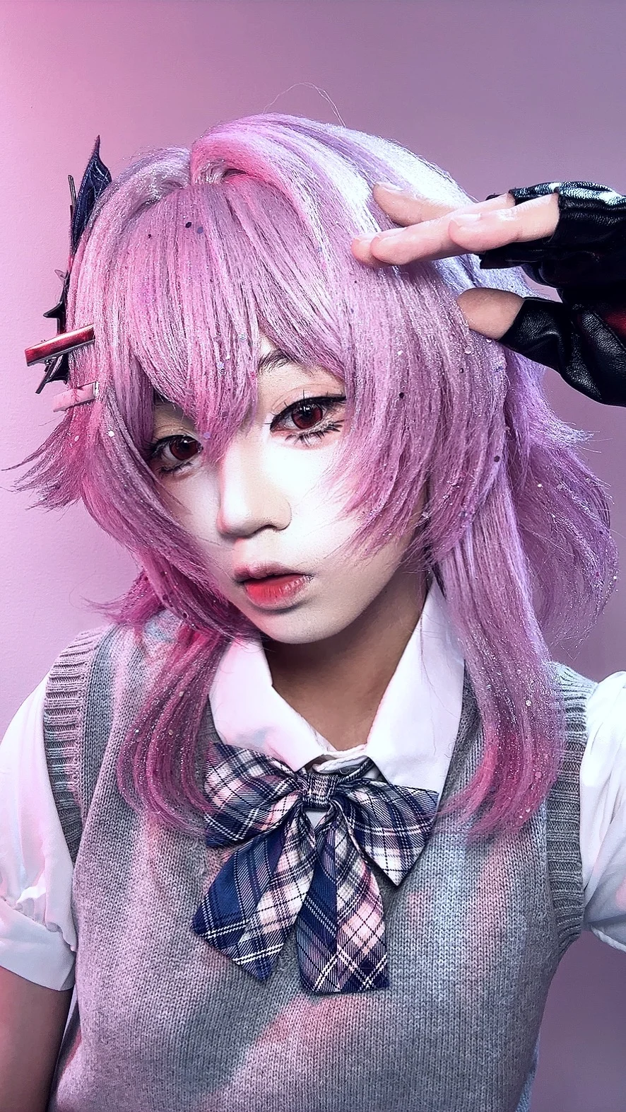 崩坏星穹铁道, 长夜月cos, cosplay摄影, 校园风cos, 粉发假发 - 第3张
