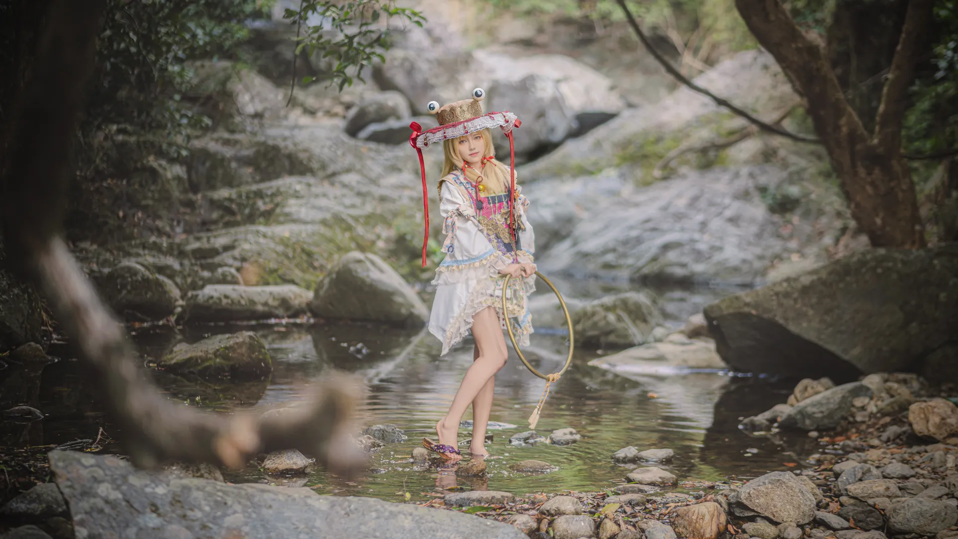 东方project, 户外摄影, 东方同人, 泄矢诹访子cos, 溪流cosplay - 第1张