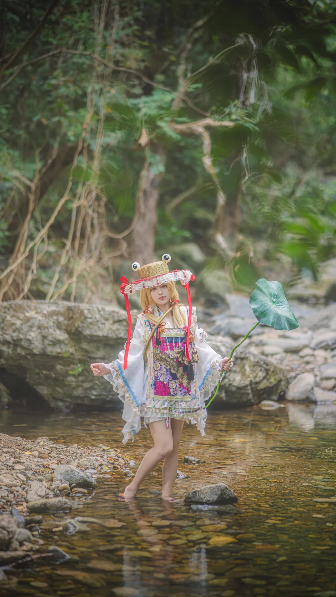 二次元摄影, 东方project, 户外cosplay, 溪流外景, 青蛙子cos
