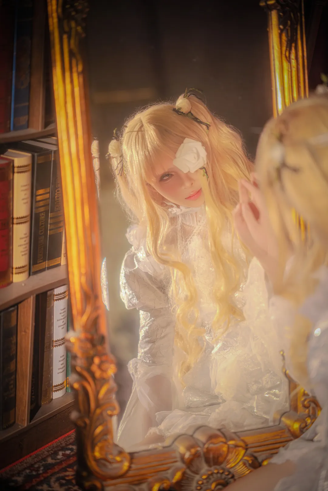 cosplay, 雪华绮晶cos, 蔷薇少女, 复古洋装, 白玫瑰眼罩 - 第2张
