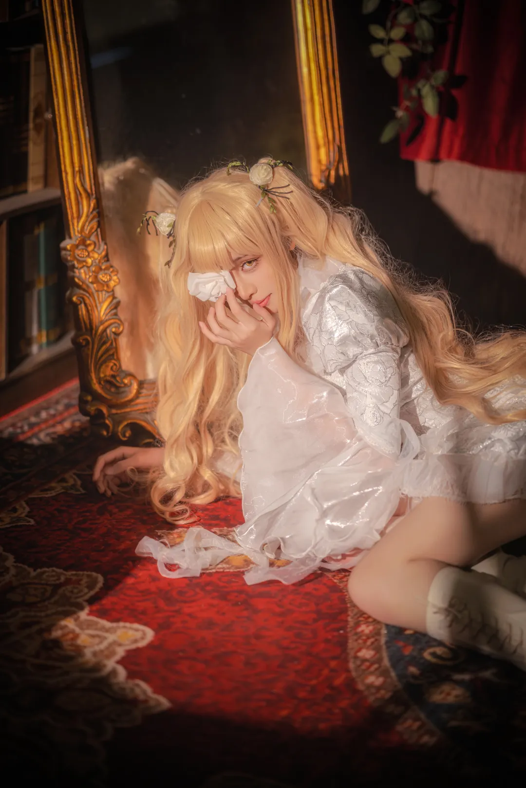 cosplay, Snowy Crystal cosplay, Rozen Maiden, Vintage dress, White rose eyepatch