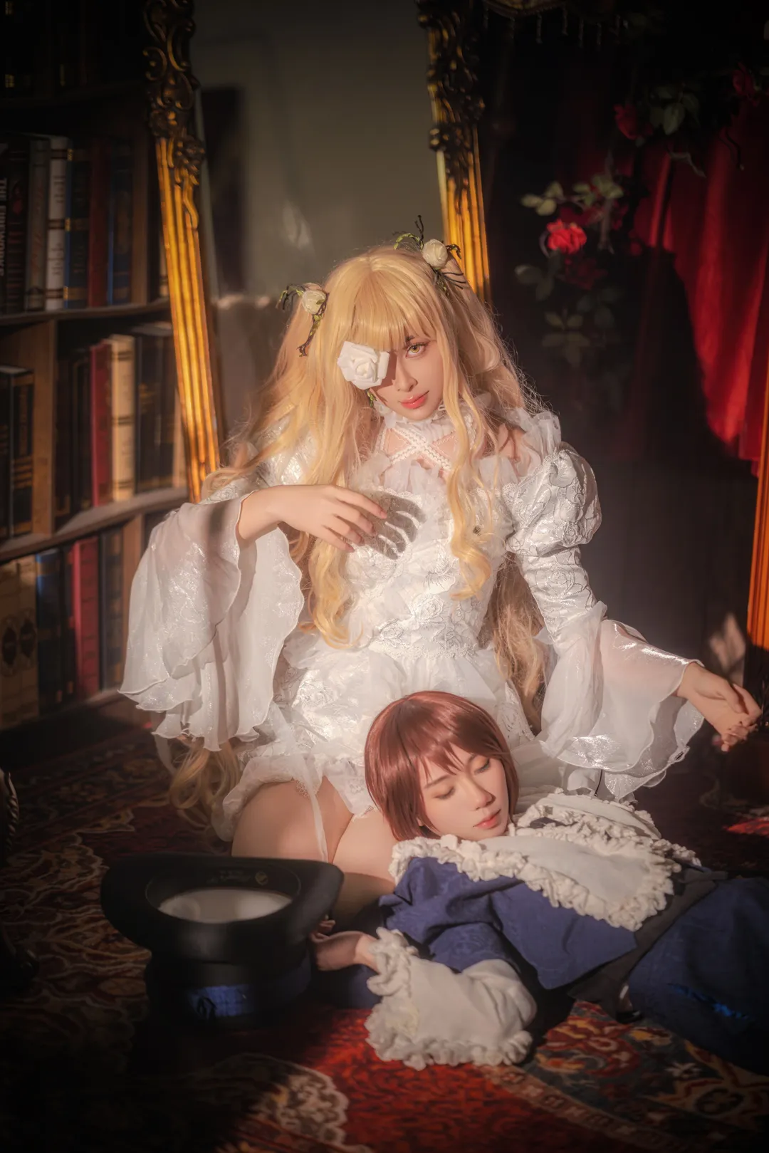 cosplay, 雪华绮晶cos, 蔷薇少女, 复古洋装, 白玫瑰眼罩 - 第4张