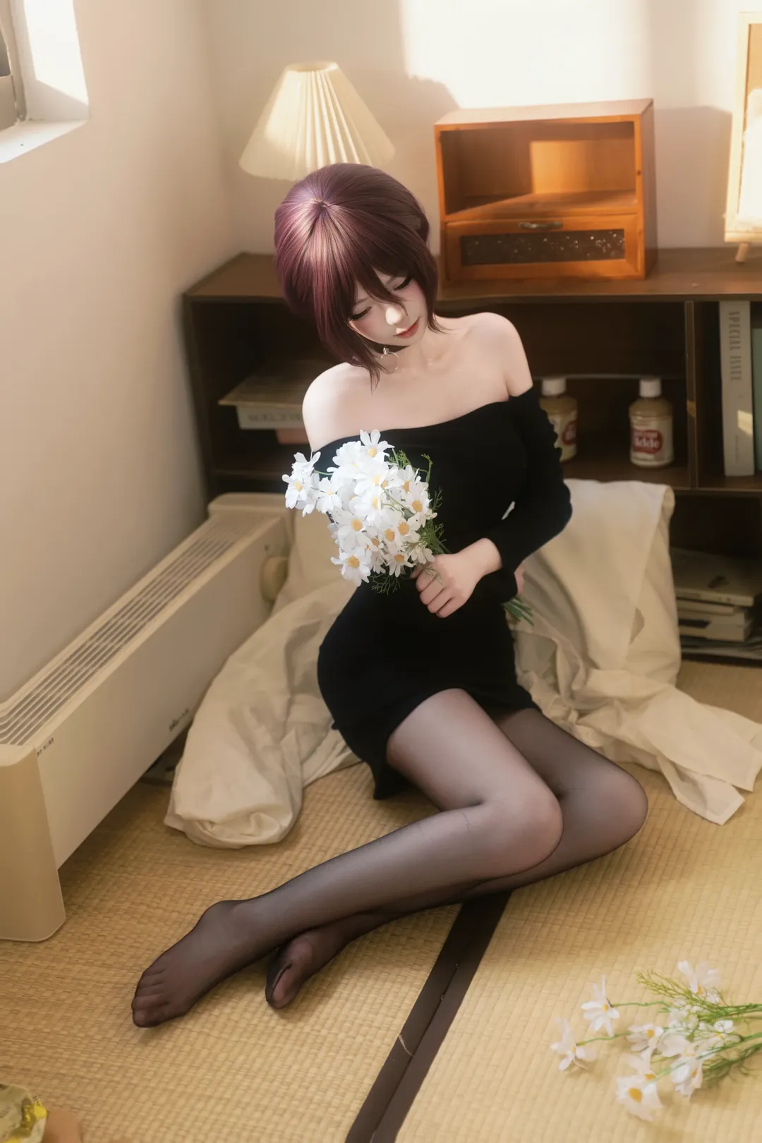 蕾塞cos, 电锯人, 氛围感写真, cosplay日常, 黑丝穿搭