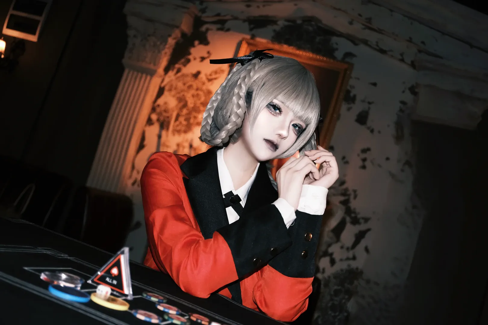 狂赌之渊, 高还原cosplay, 桃喰绮罗莉cos, 赌场主题摄影, 冷艳气场妆造 - 第2张