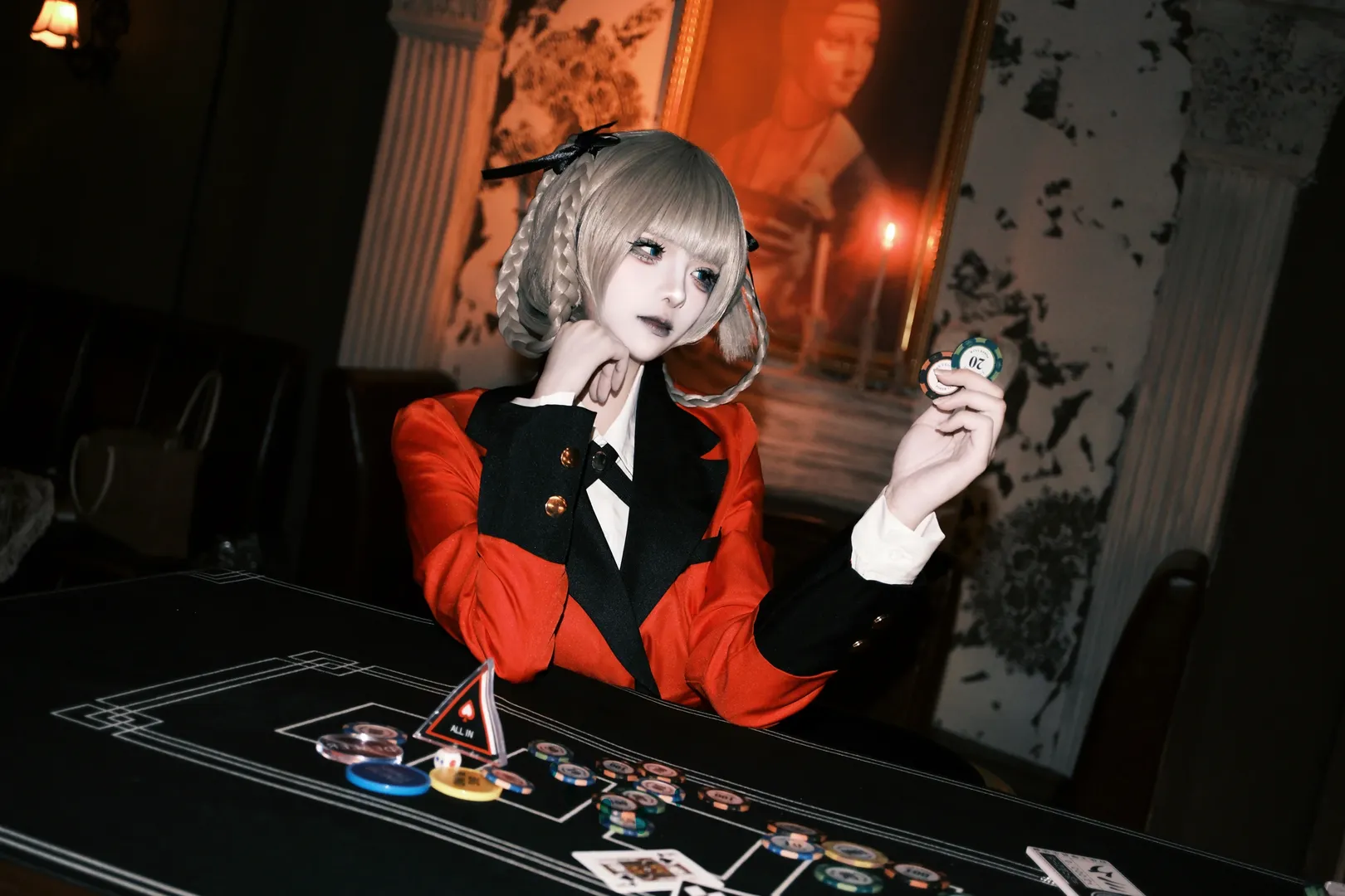 狂赌之渊, 高还原cosplay, 桃喰绮罗莉cos, 赌场主题摄影, 冷艳气场妆造 - 第3张